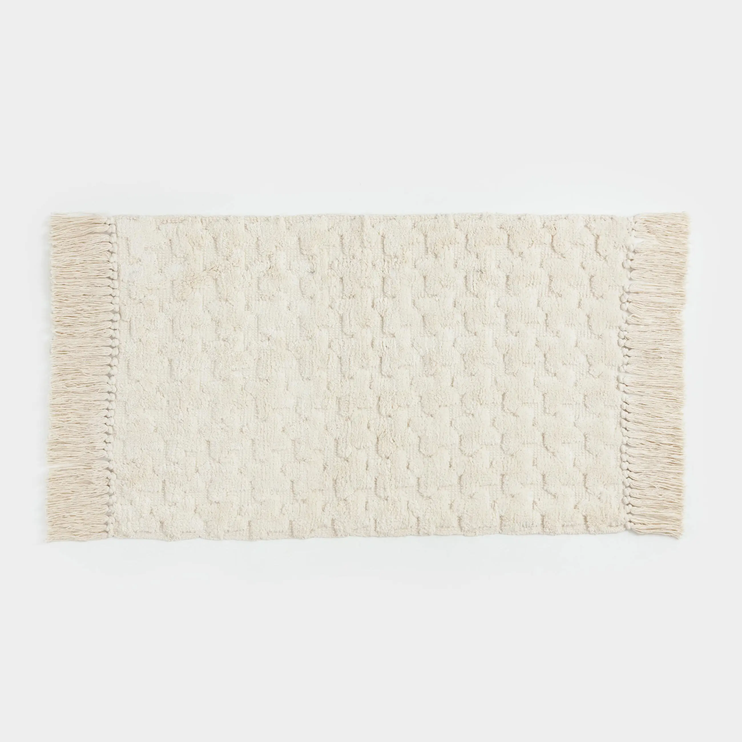 Коврик, 50х80 см, с бахромой, хлопок, песочный, Textured