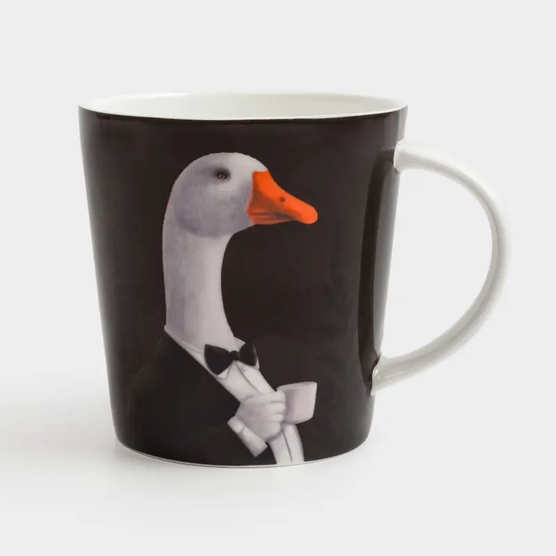 Кружка, 450 мл, фарфор F, черно-белая, Гусь в смокинге, Goose ,image-0