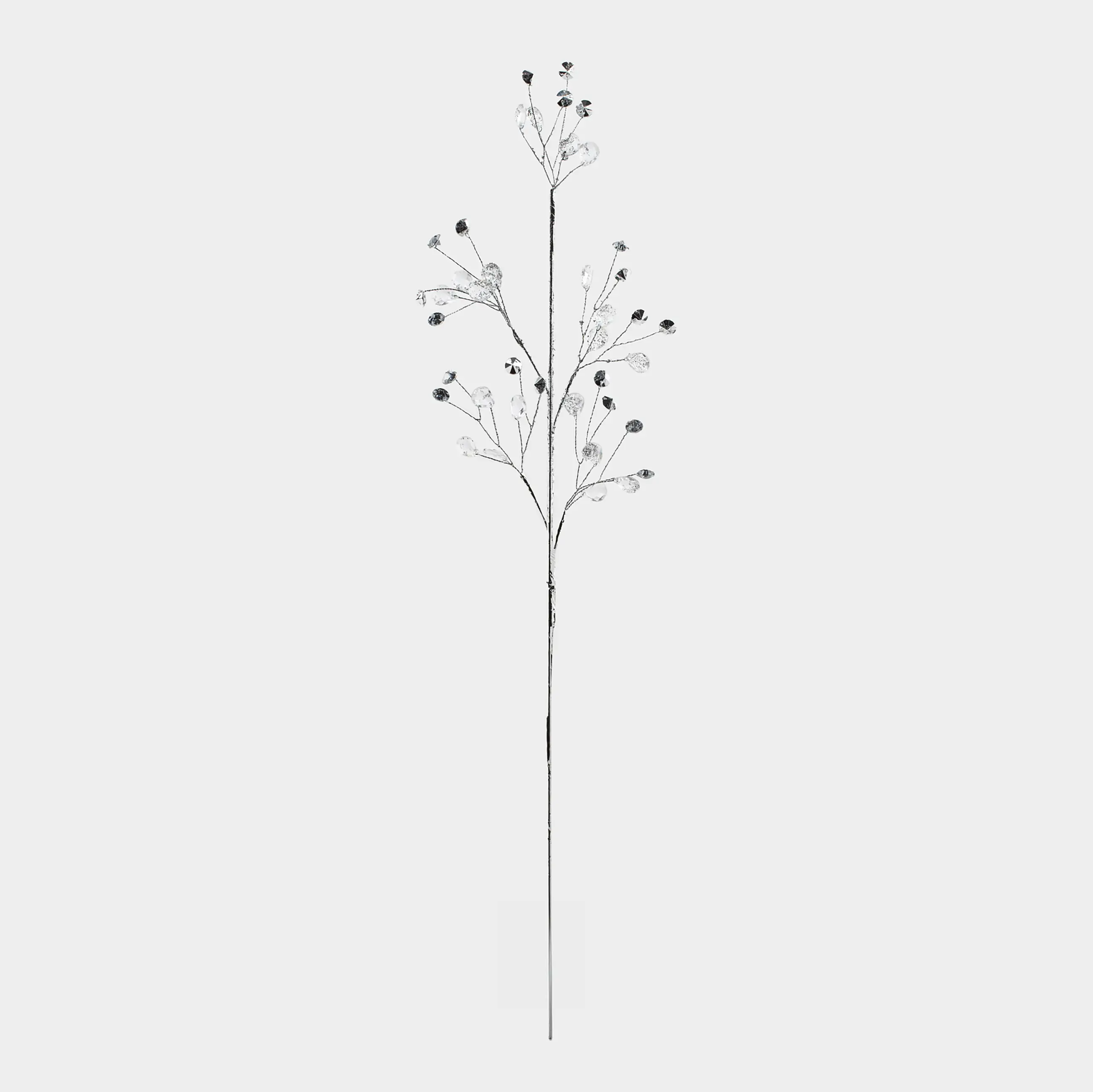 Ветка декоративная, 60 см, акрил/металл, серебристая, Кристаллы, Crystal decor