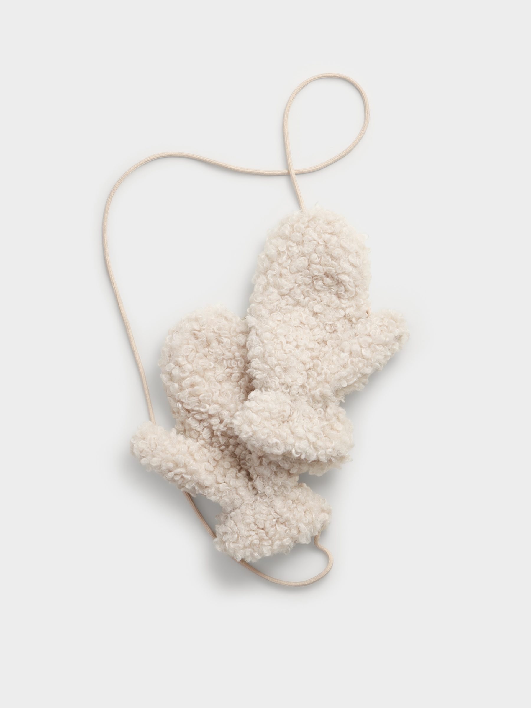 Варежки из искусственного меха на шнурке, Curled warm