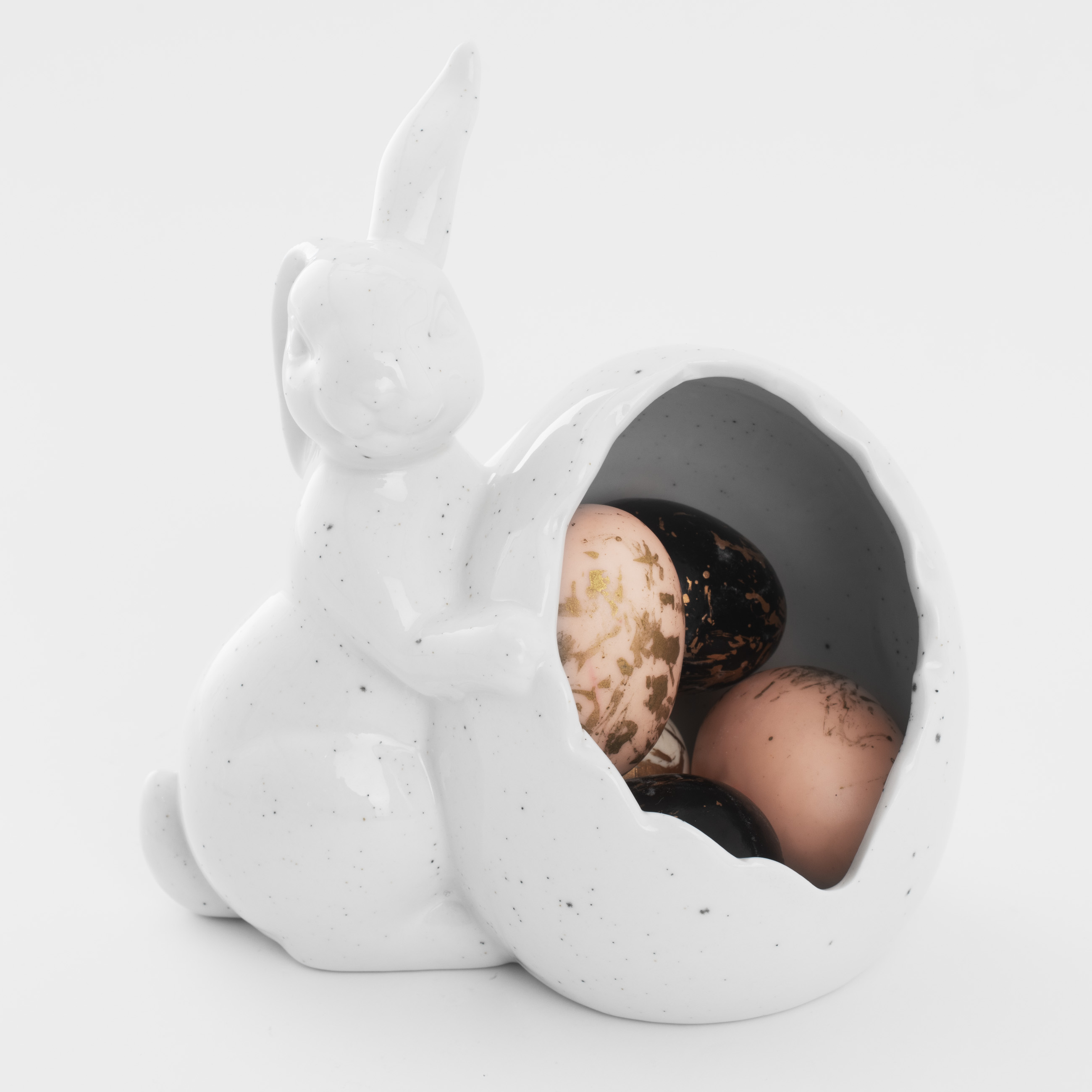 Конфетница, 15х14 см, фарфор P, молочная, в крапинку, Кролик с яйцом, Natural Easter изображение № 5