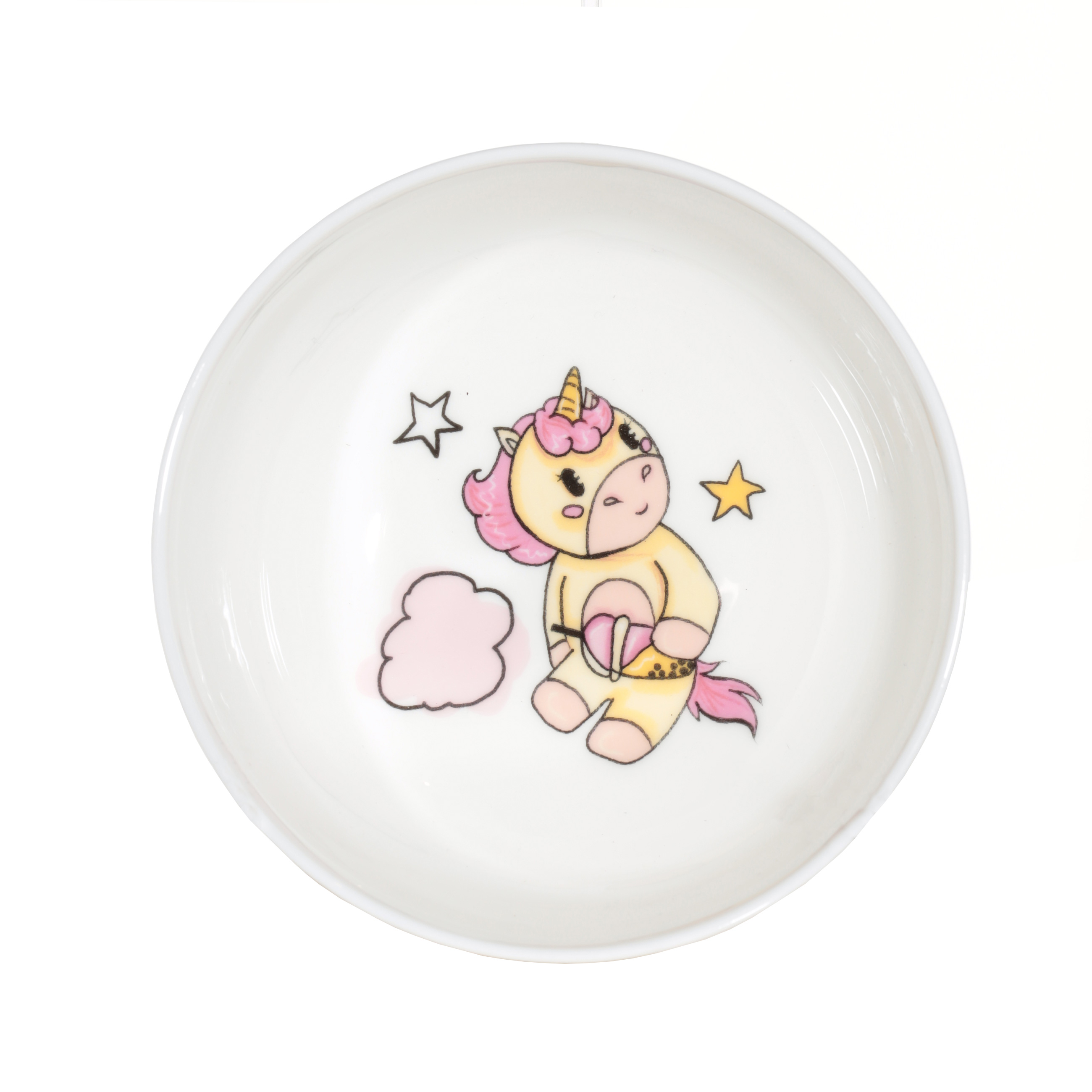 Набор посуды, детский, 3 пр, фарфор F, бело-розовый, Единорог в облаках, Unicorn изображение № 5