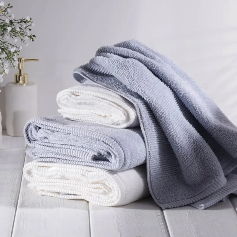 Комплект полотенец, 50х90/70х140 см, 4 шт, хлопок, белый/голубой, Terry cotton