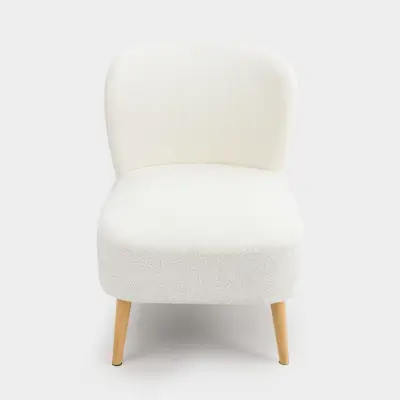 Кресло, 74 см, букле/дерево, молочное, Boucle ,image-0