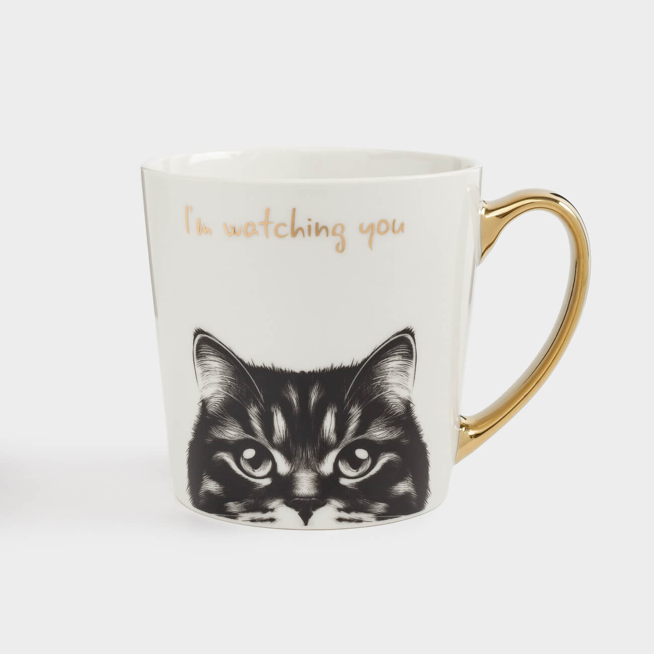 Кружка, 500 мл, фарфор N, бело-золотистая, Кот, Cat, image-0