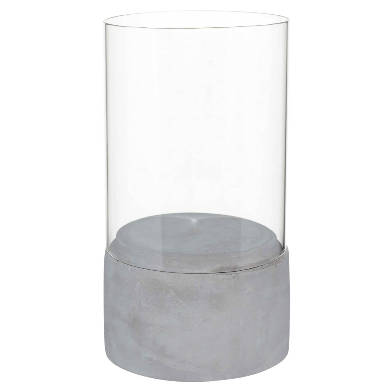 Подсвечник, 22 см, для одной свечи, стекло/бетон, Basic