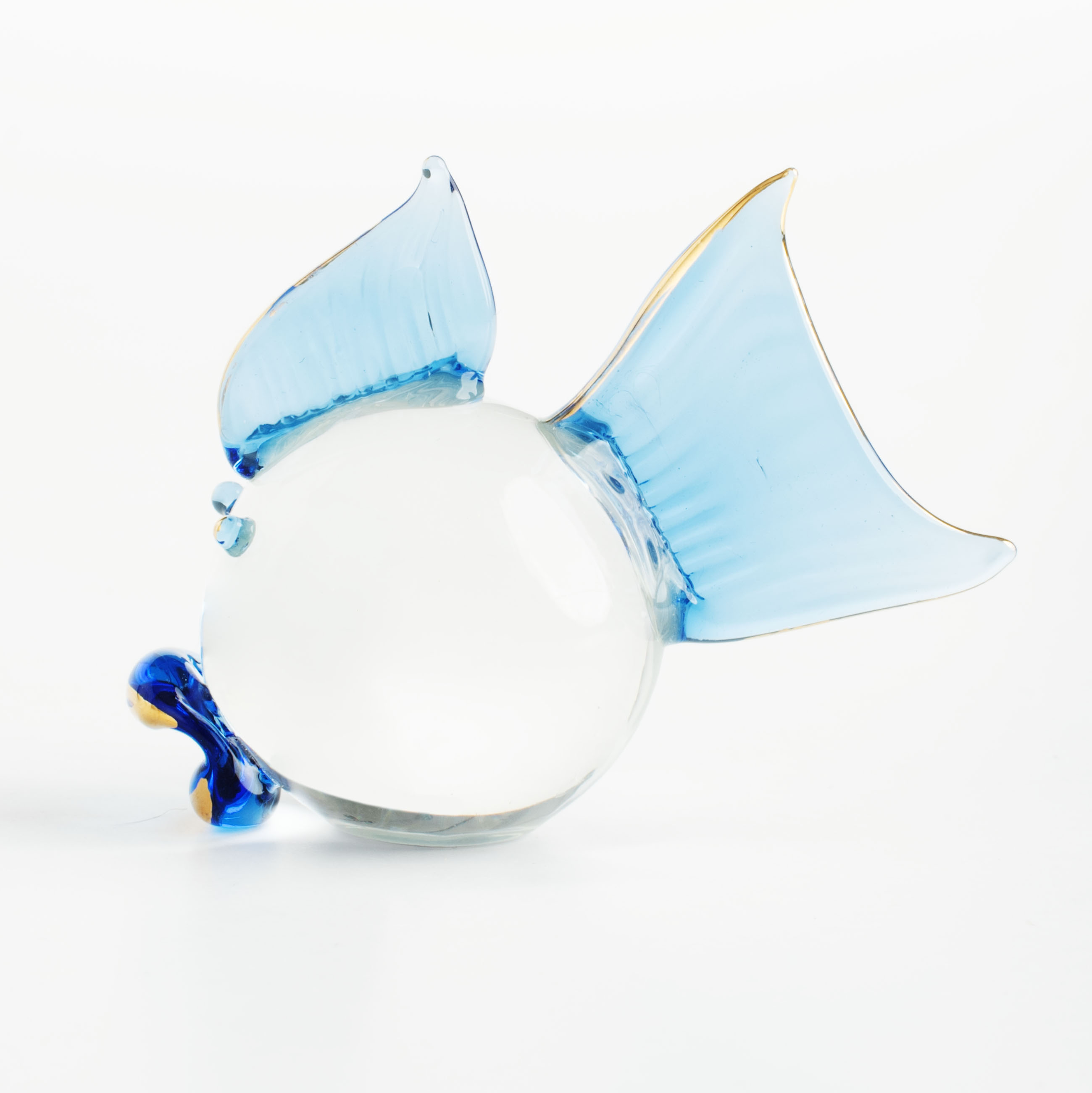 Статуэтка, 4 см, стекло, Рыбка с голубым плавником и хвостом, Vitreous изображение № 2