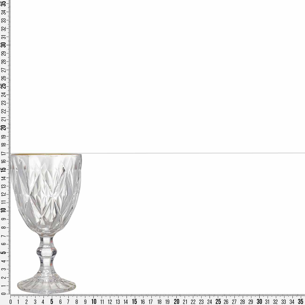 Бокал-кубок для вина, 300 мл, стекло Р, с золотистым кантом, Rhomb gold изображение № 4