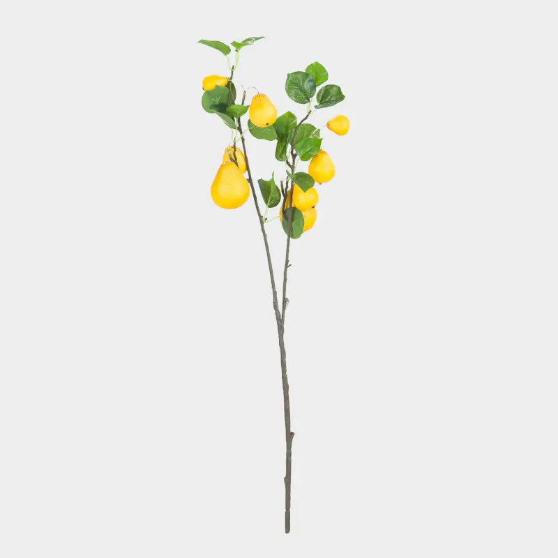Ветка декоративная, 80 см, пенопласт/полиэстер, Желтые груши, Fruit decor ,image-0
