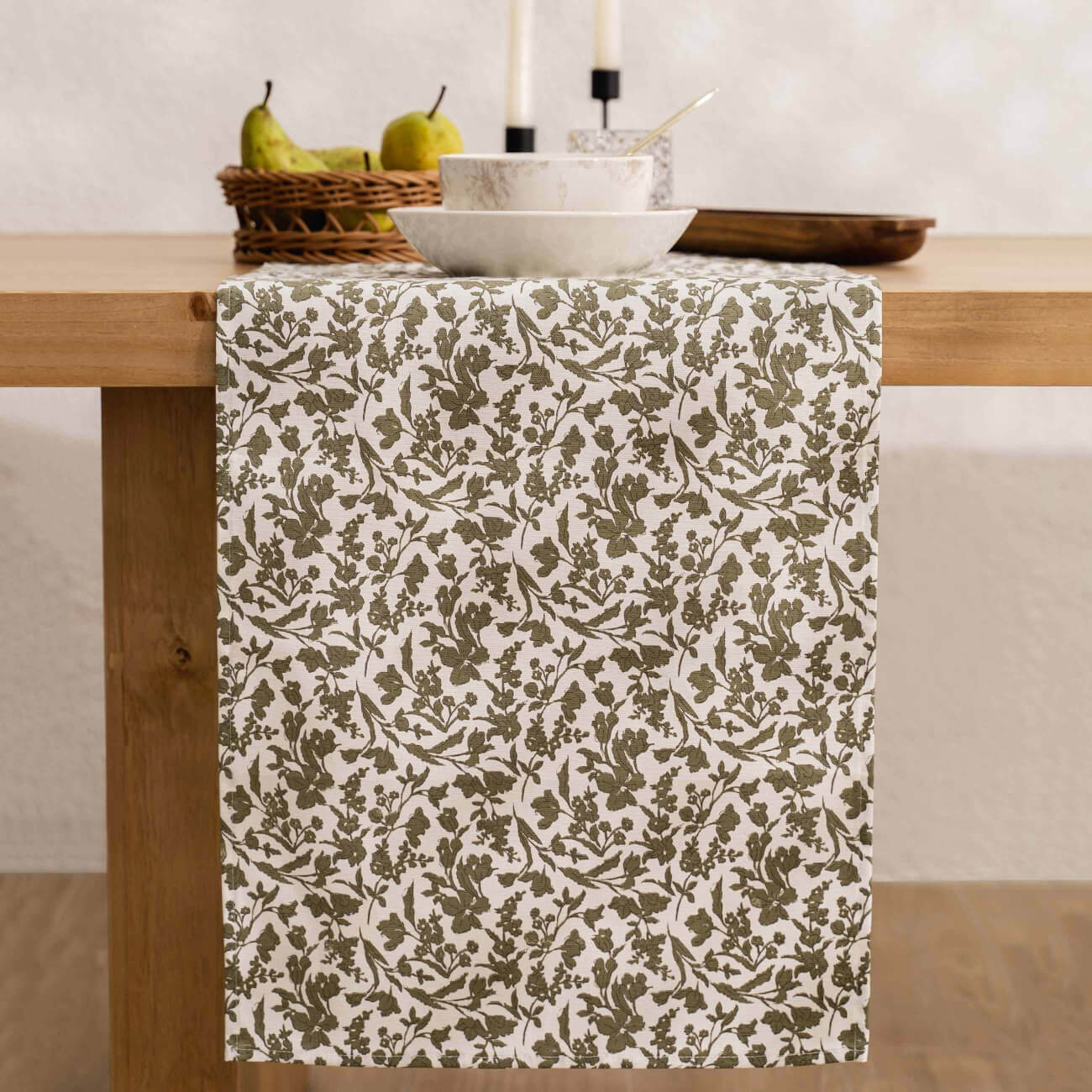 

Дорожка настольная, 40x160 см, хлопок/полиэстер, бежевая, Ветви, Bloom meadow
