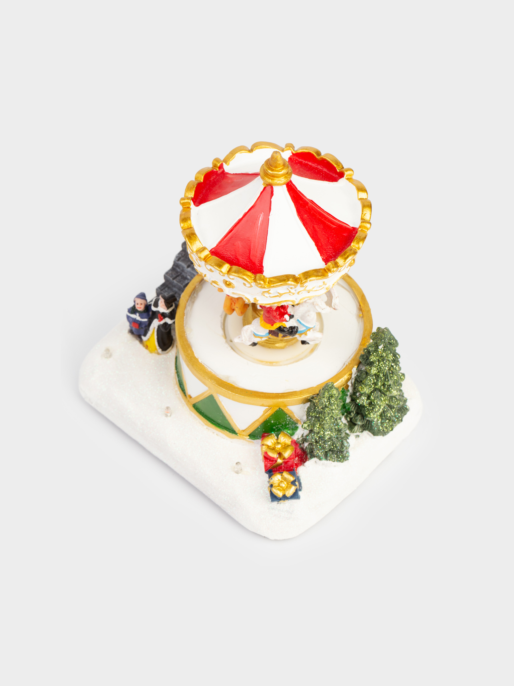Статуэтка с подсветкой, 15x17 см, анимированная, полирезин, Карусель в снегу, Christmas style, image-1