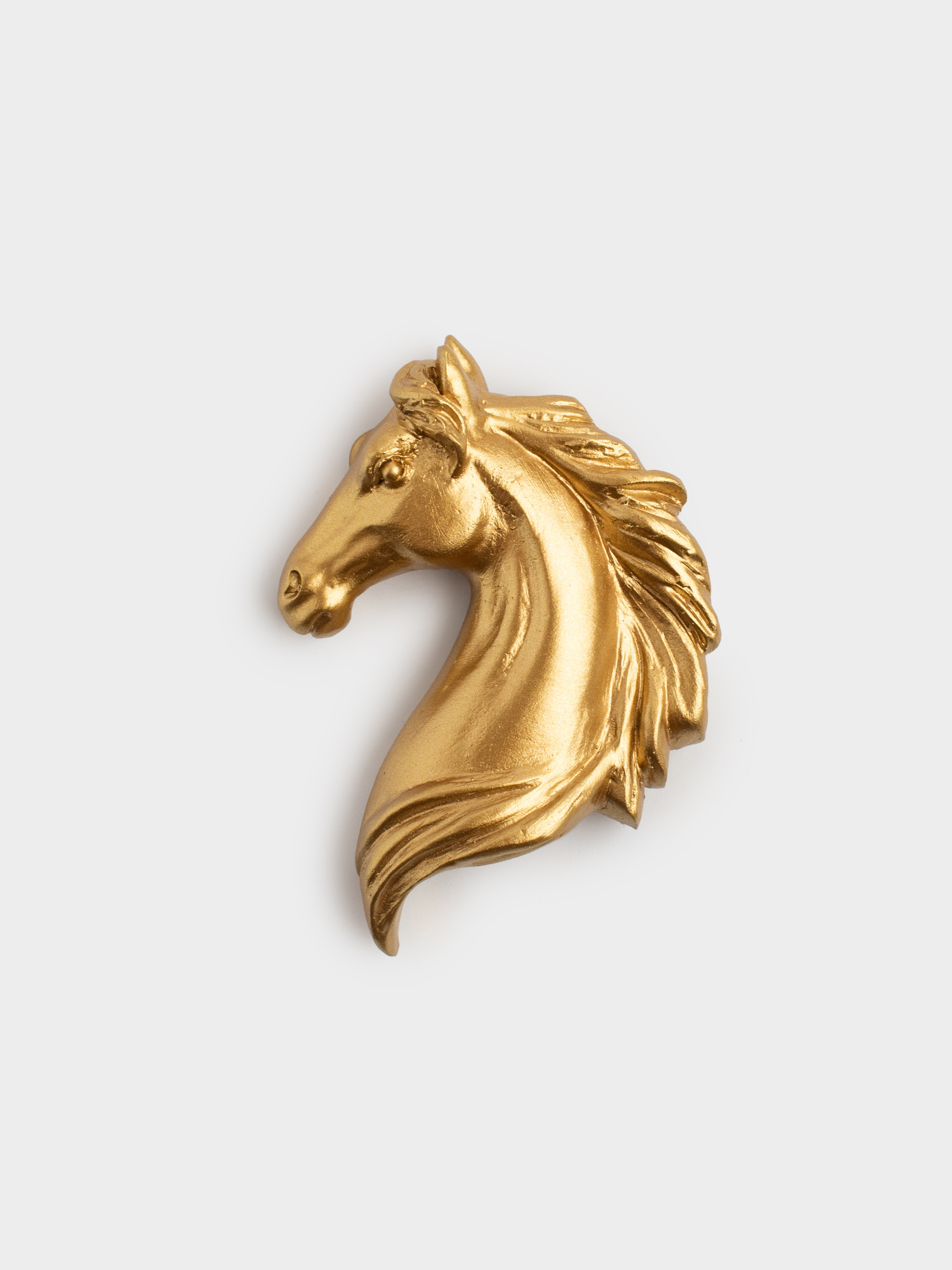 Магнит, 8 см, полирезин, золотистый, Голова лошади, Horse gold, image-0