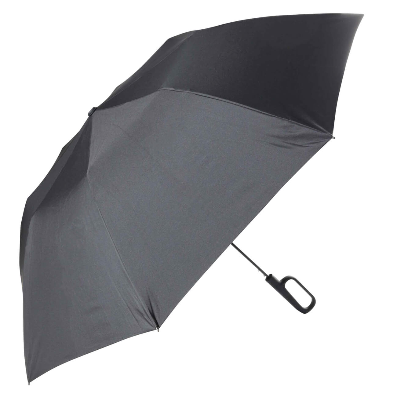 Зонт, 70 см, складной, полу-автоматический, с ручкой-карабином, эпонж, черный, Rainfall автоматический обратный складной зонт светодиодный фонарик десятикостный трехстворчатый автоматический бизнес зонт