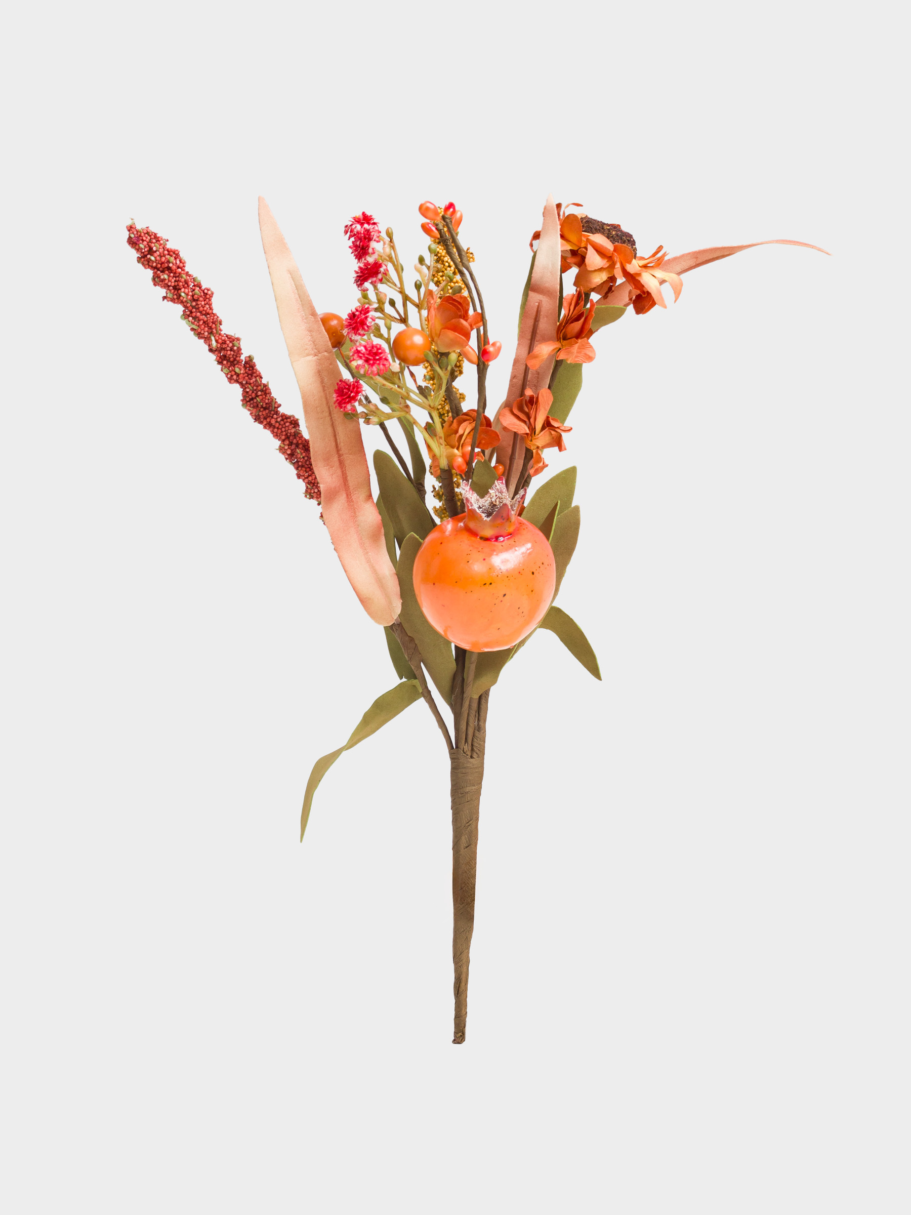 Ветка декоративная, 30 см, пенопласт/полиэстер, Гранат и цветы, Forest symphony decor, image-0