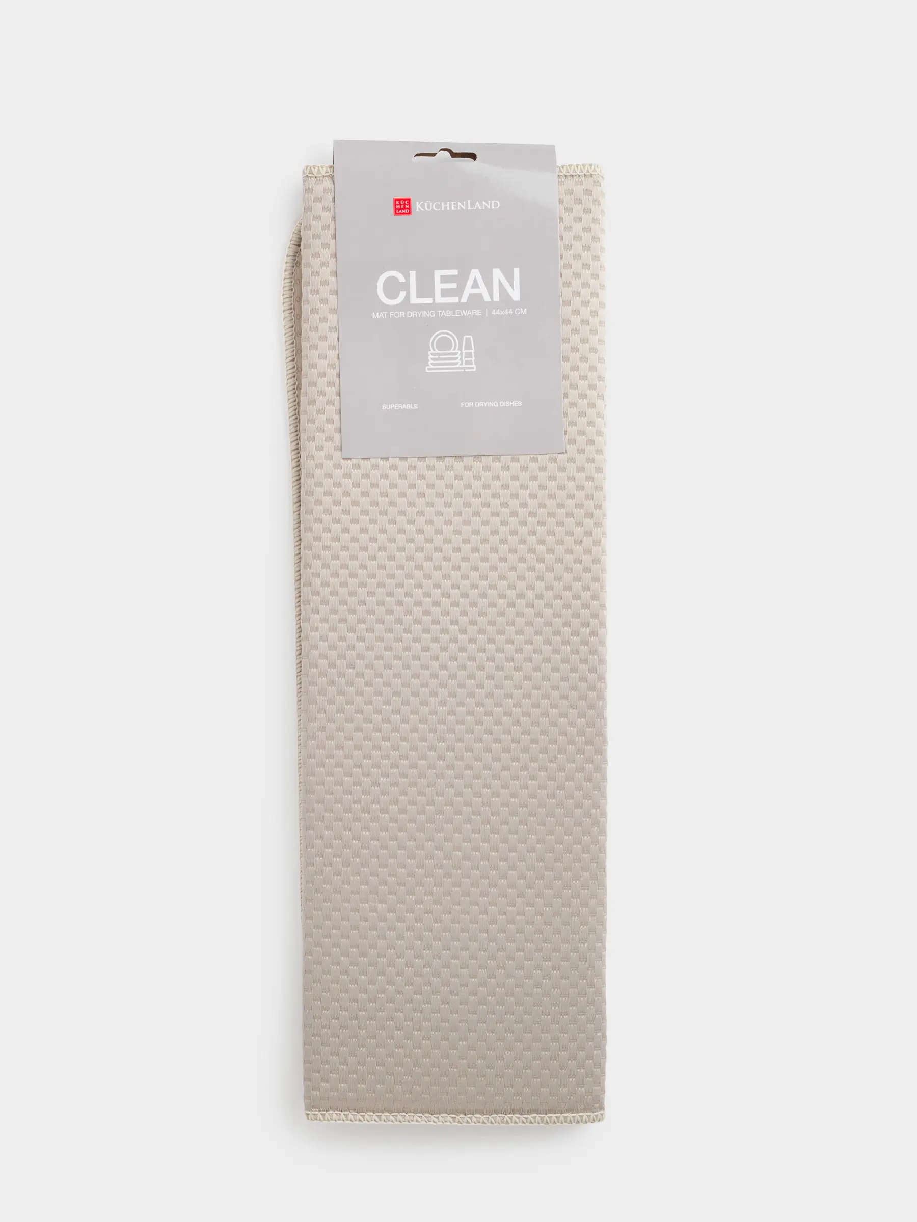 Коврик для сушки посуды, 44x44 см, микрофибра, серо-бежевый, Clean	