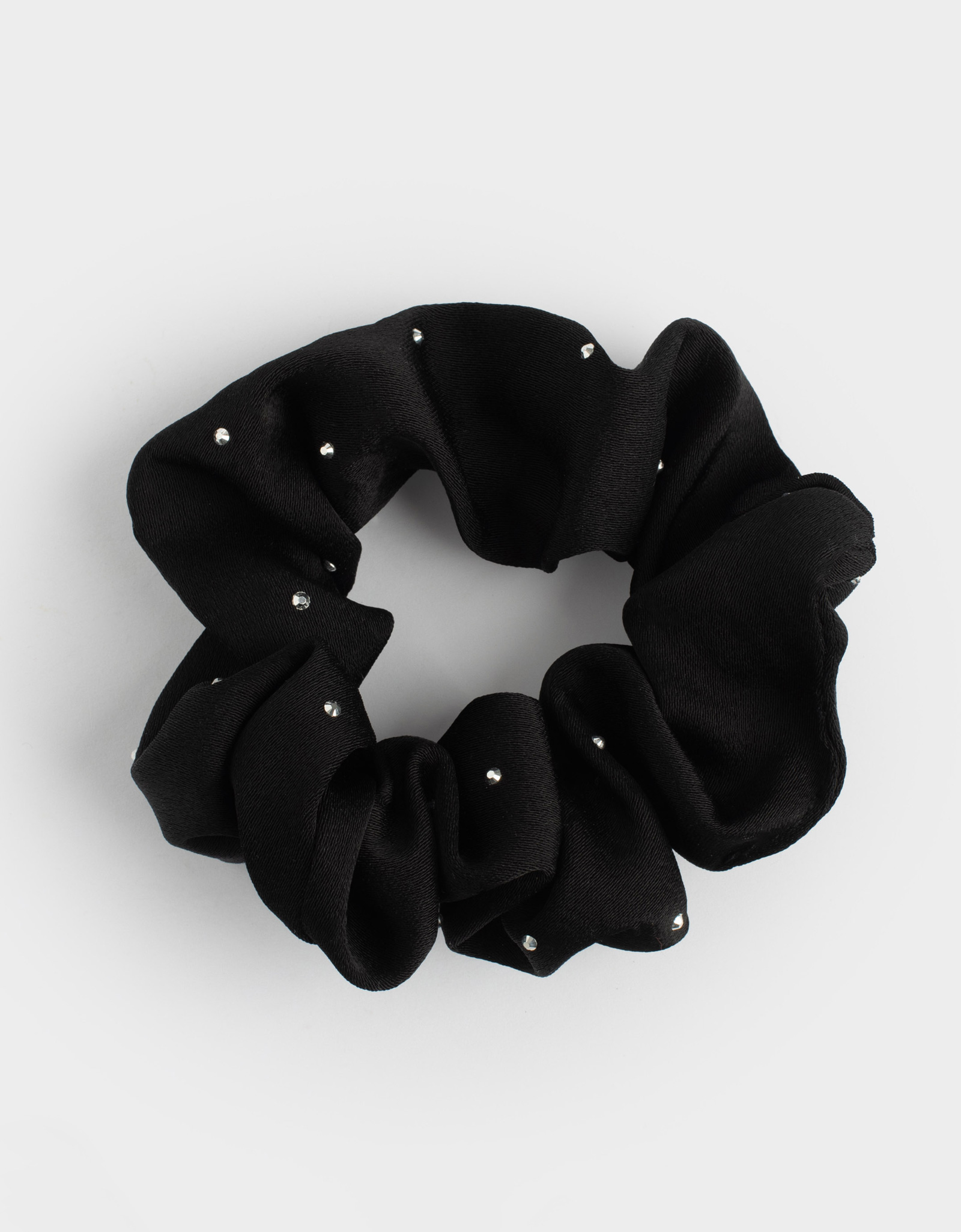 Резинка для волос, 8 см, со стразами, полиэстер, черная, Silk, image-0