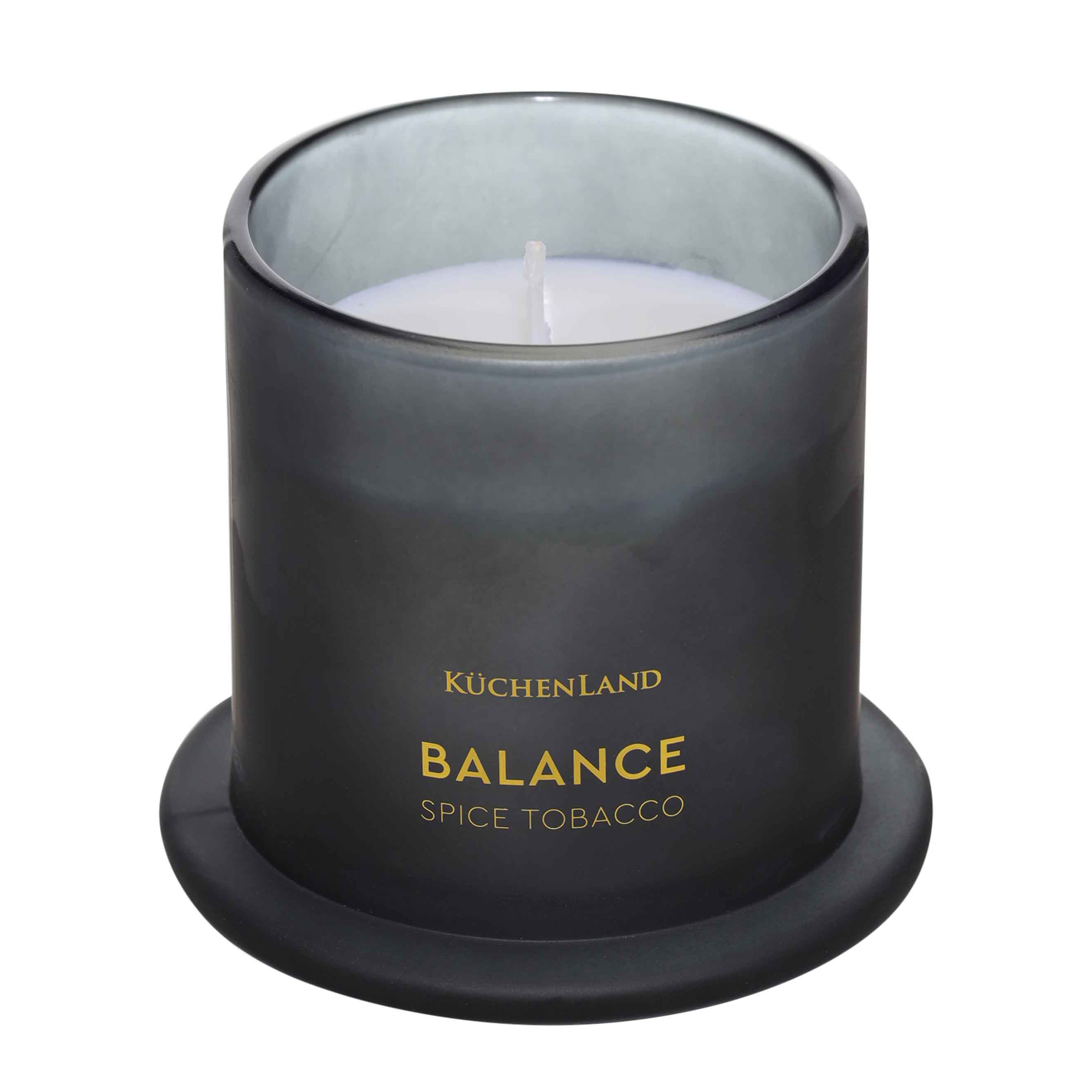 Свеча ароматическая, 12 см, в подсвечнике, под колпаком, стекло, черная, Spice Tobacco, Balance изображение № 2