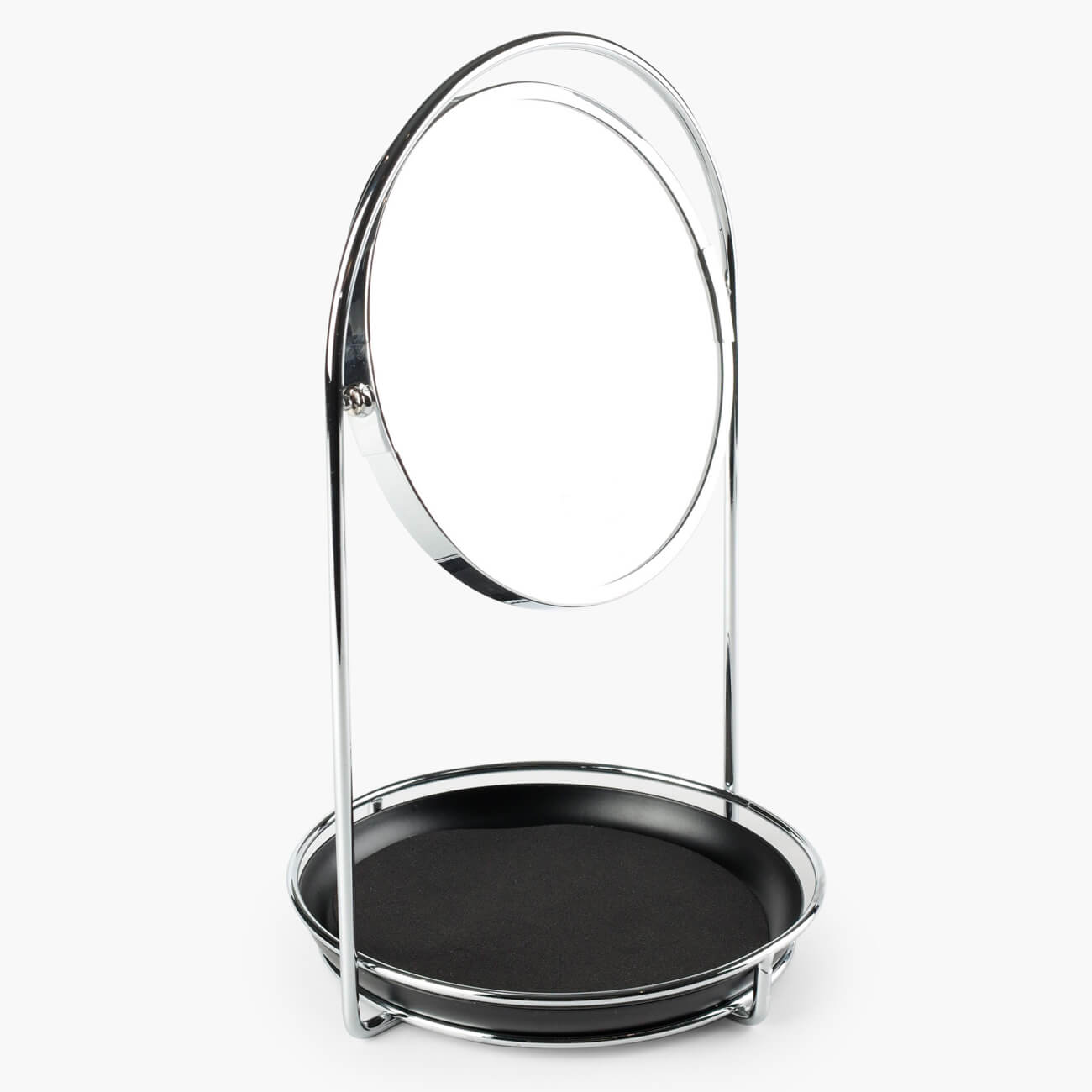 Зеркало настольное, 28 см, двустороннее, с полкой, металл, круглое, черное, Graphic настольное зеркало brabix