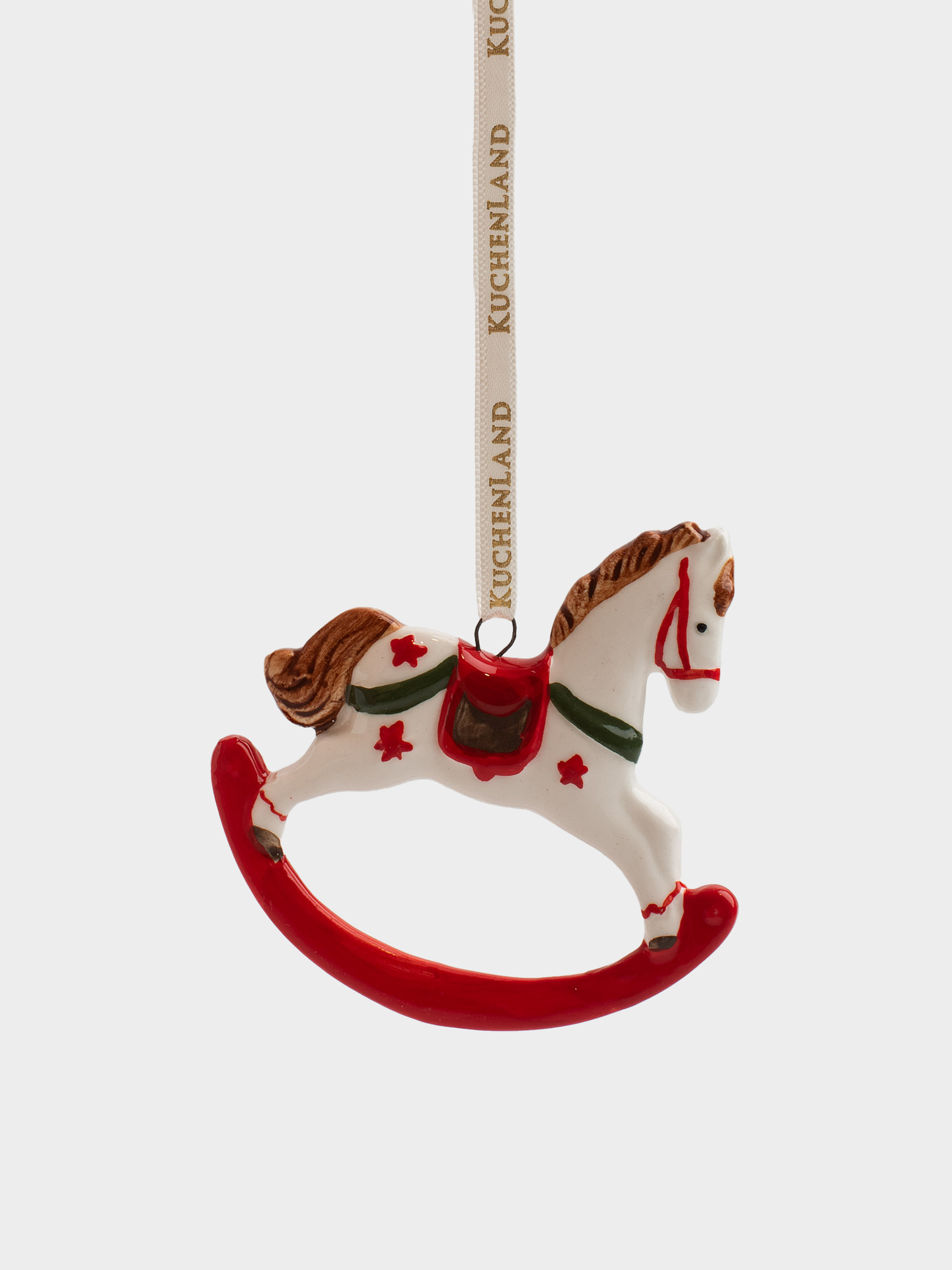 Игрушка елочная, 7 см, фарфор P, бело-красная, Лошадь, Figure christmas, image-0