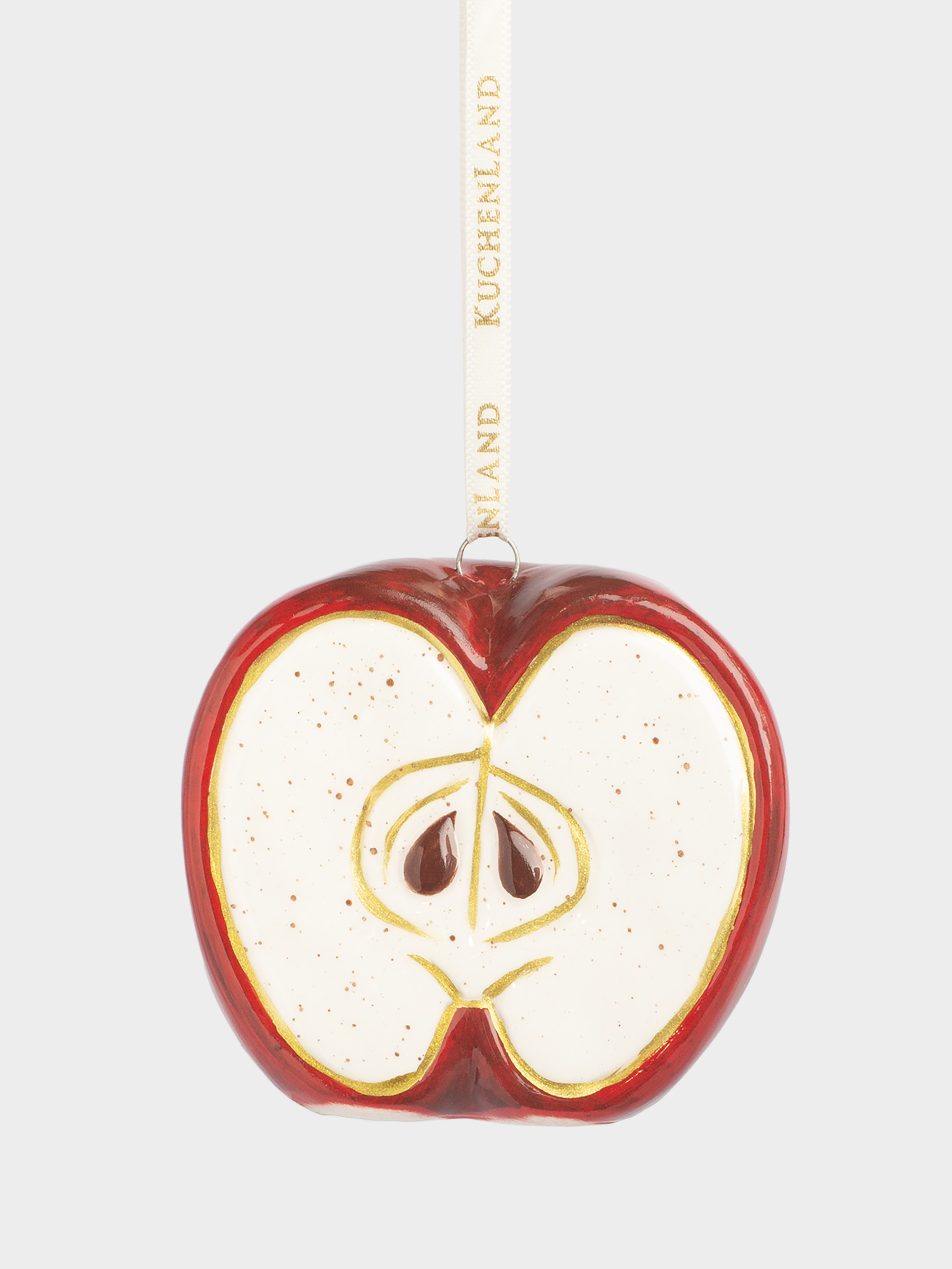 Игрушка елочная, 7 см, керамика, красно-золотистая, Яблоко, Fruits, image-0