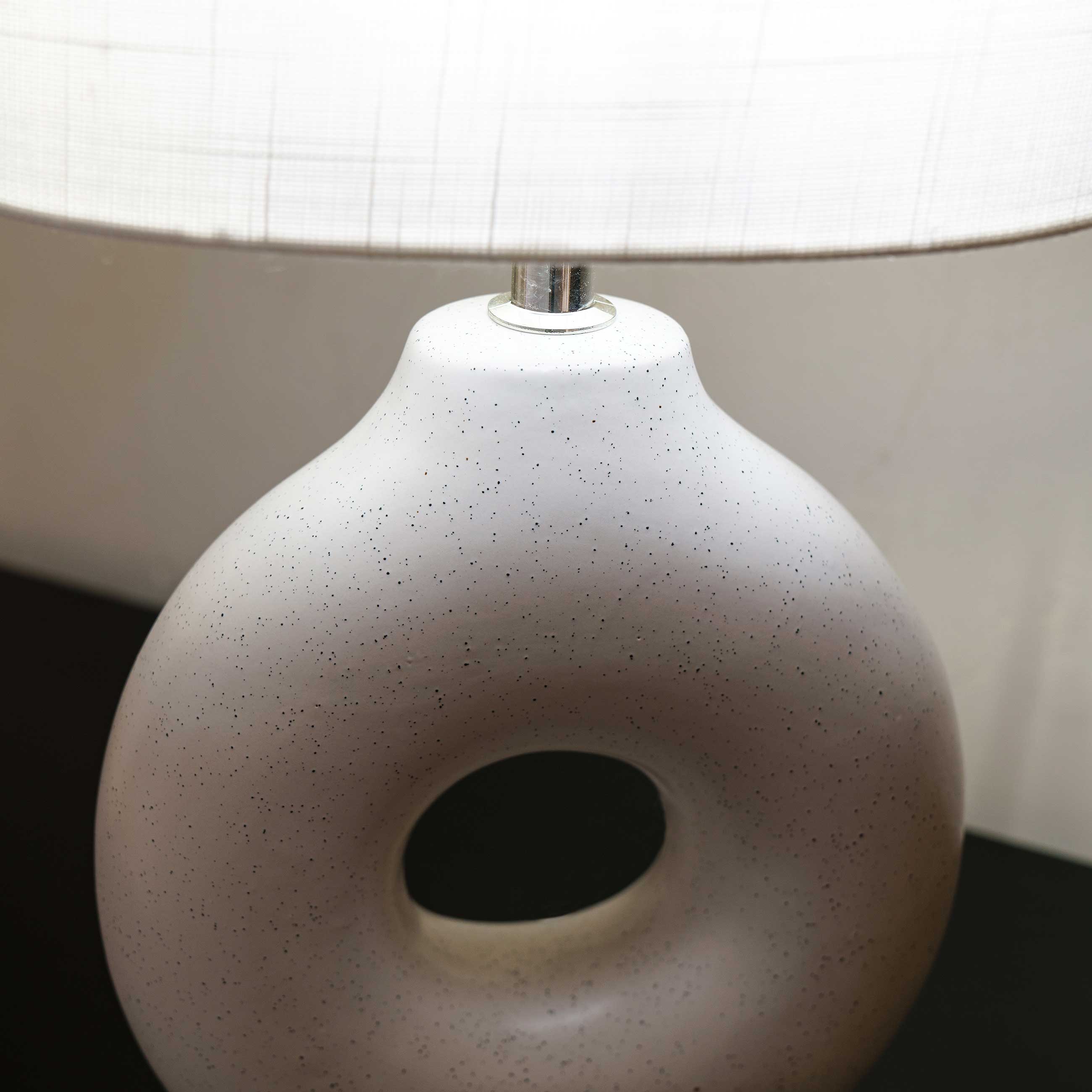 Светильник настольный, 39 см, керамика/лен, молочный, Круг, Minimalism изображение № 8