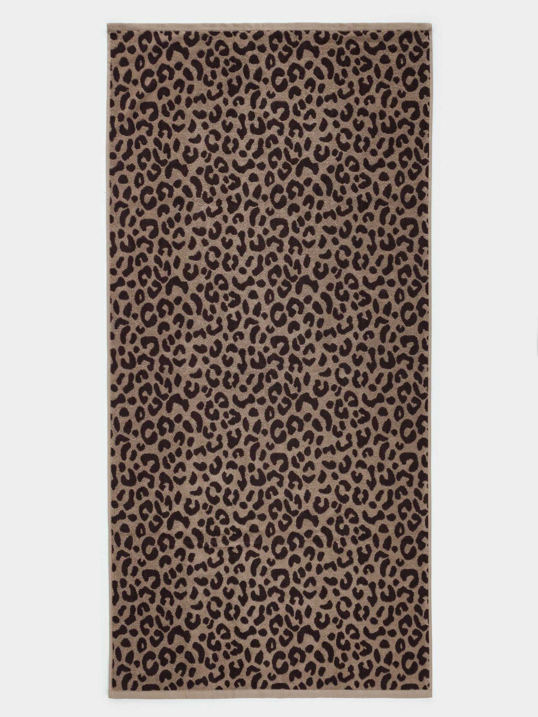 Полотенце, 70х140 см, хлопок, коричневое, Леопардовый принт, Leopard cotton