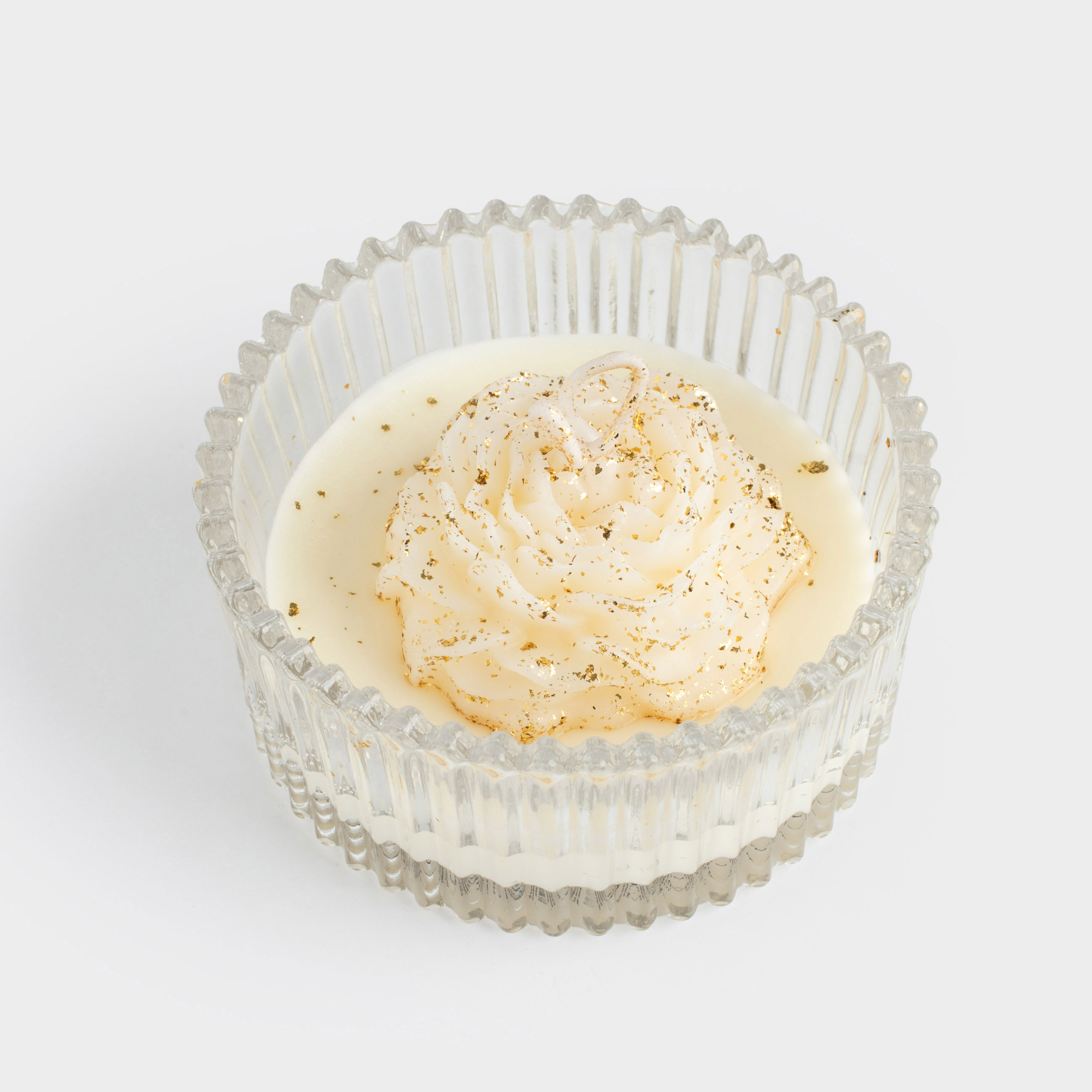 Свеча ароматическая, 8 см, с блестками, в подсвечнике, стекло, Coconut, Роза, Rose