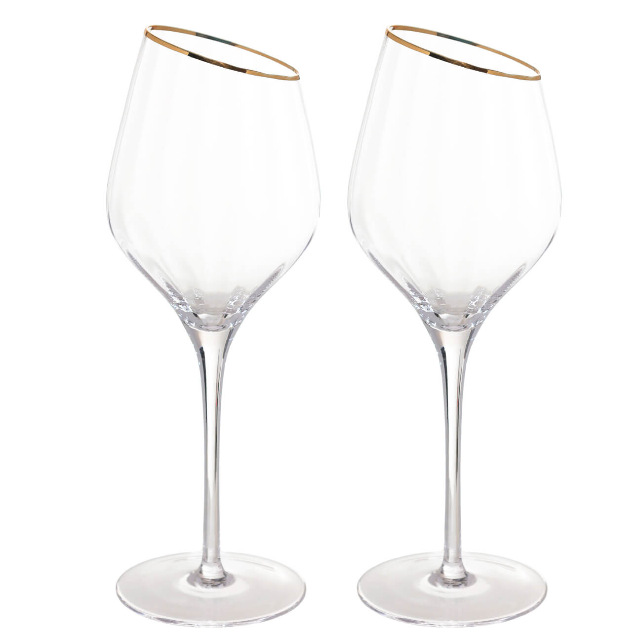 Бокал для белого вина, 460 мл, 2 шт, стекло, с золотистым кантом, Charm R gold - фото 1