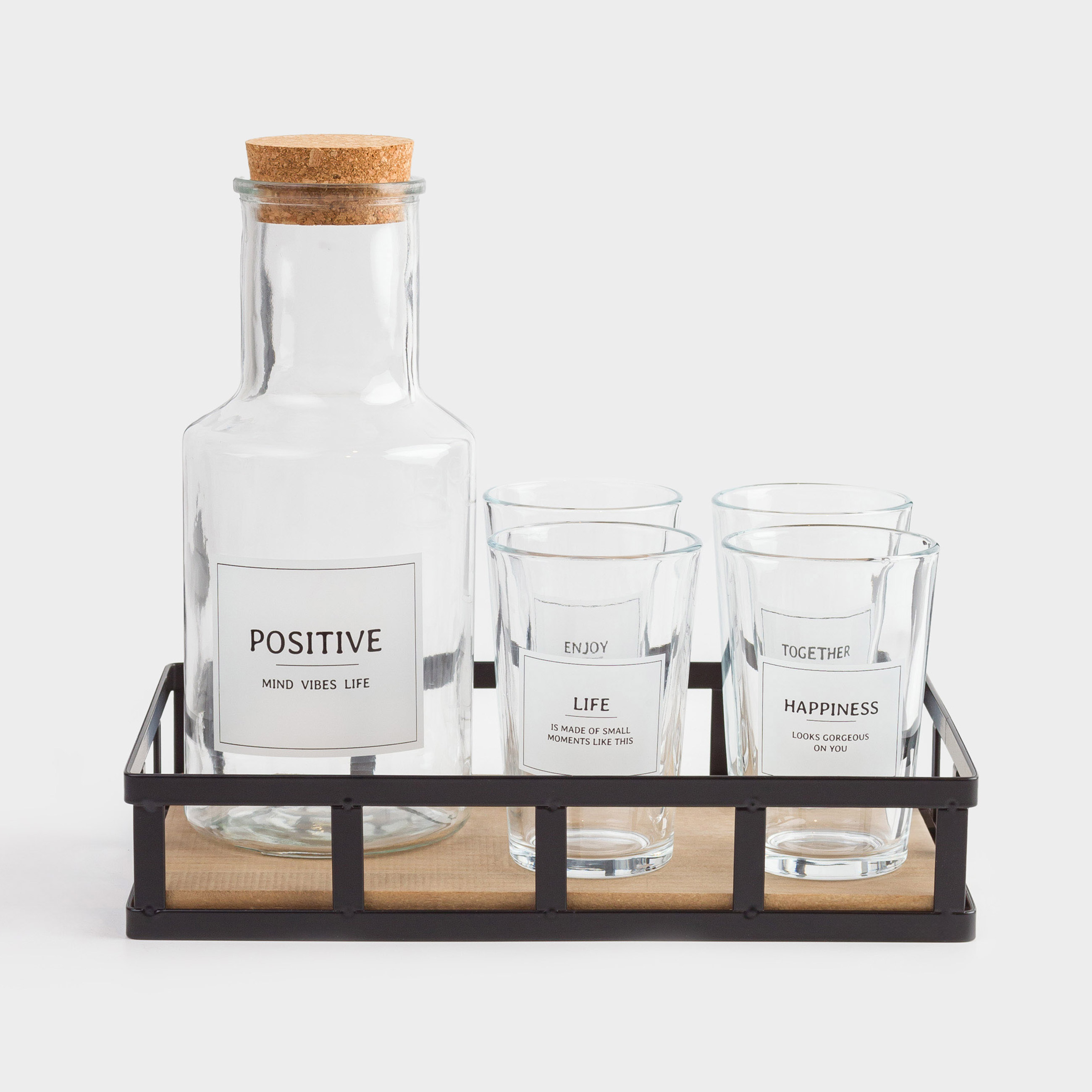 Набор для напитков 4 перс 5 пр на подставке стеклометалл Clear font 2990₽