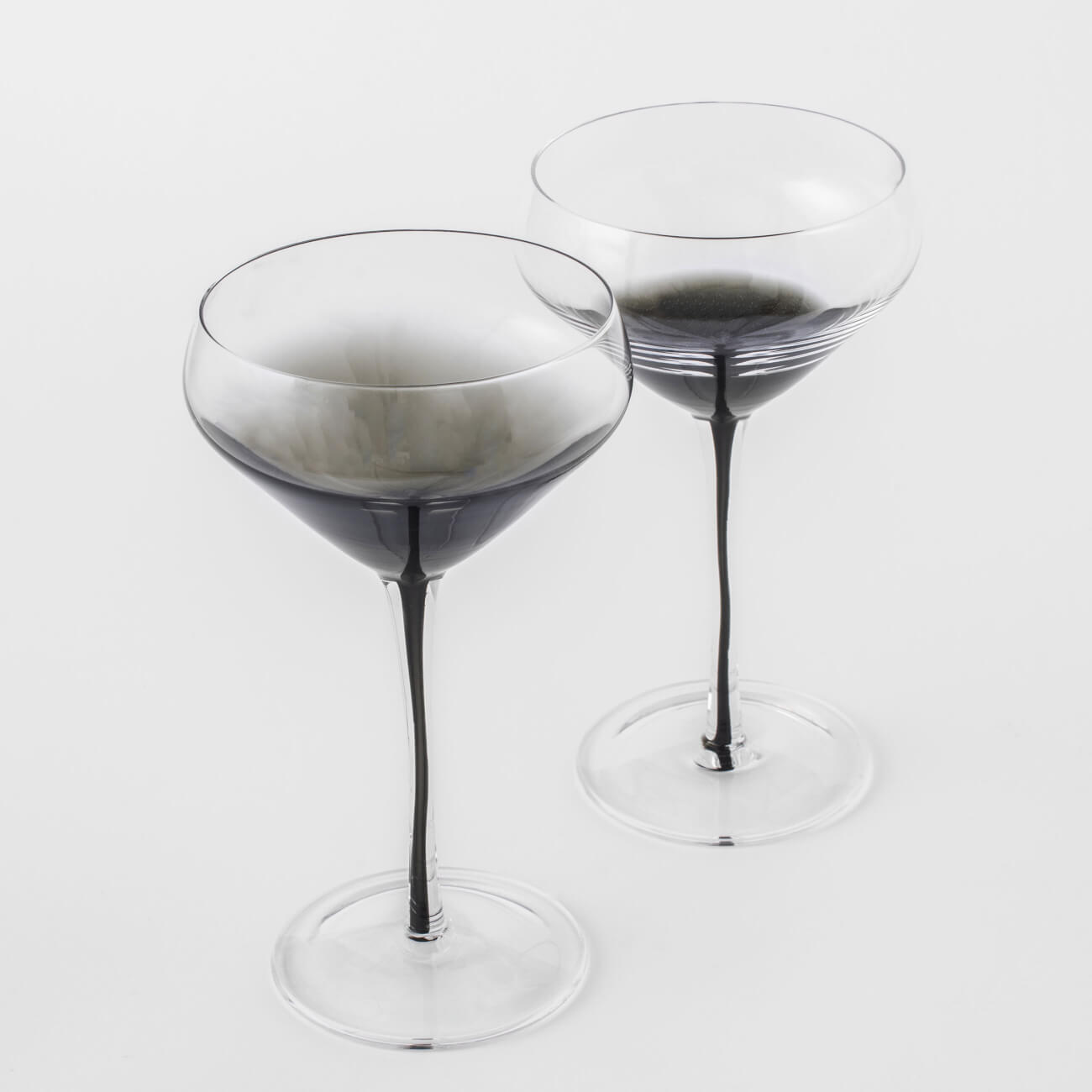 Бокал-креманка для шампанского, 280 мл, 2 шт, стекло, серый градиент, черная ножка, Stone color изображение № 2