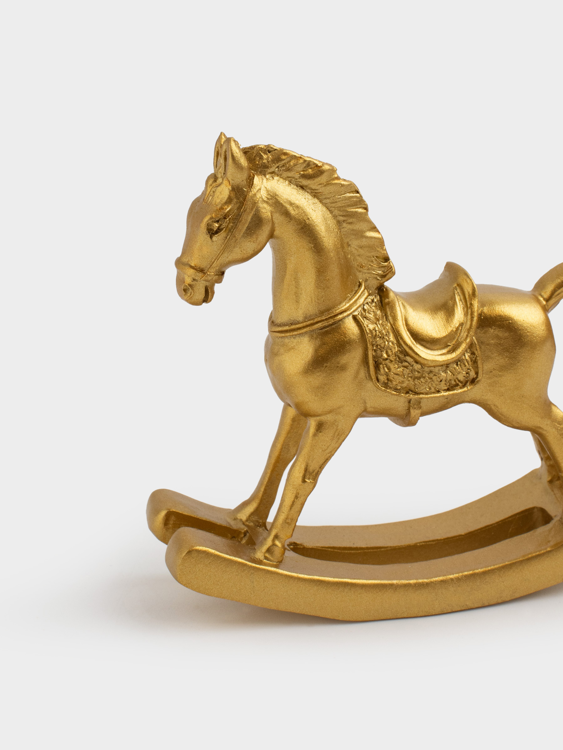 Статуэтка, 8 см, полирезин, золотистая, Лошадка-качалка, Horse gold, image-3