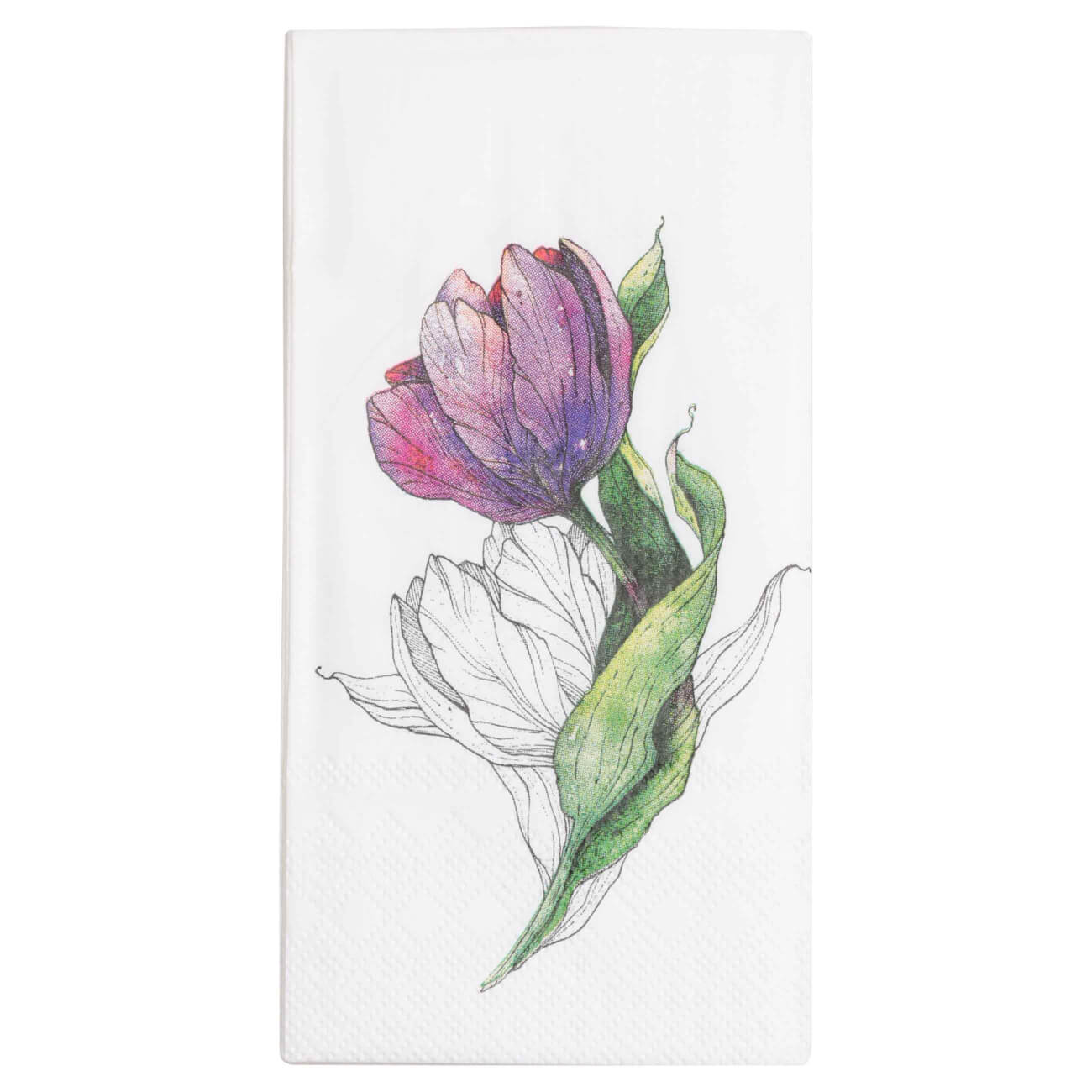 Салфетки бумажные, 33х33 см, 20 шт, прямоугольные, белые, Тюльпан, Tulip garden