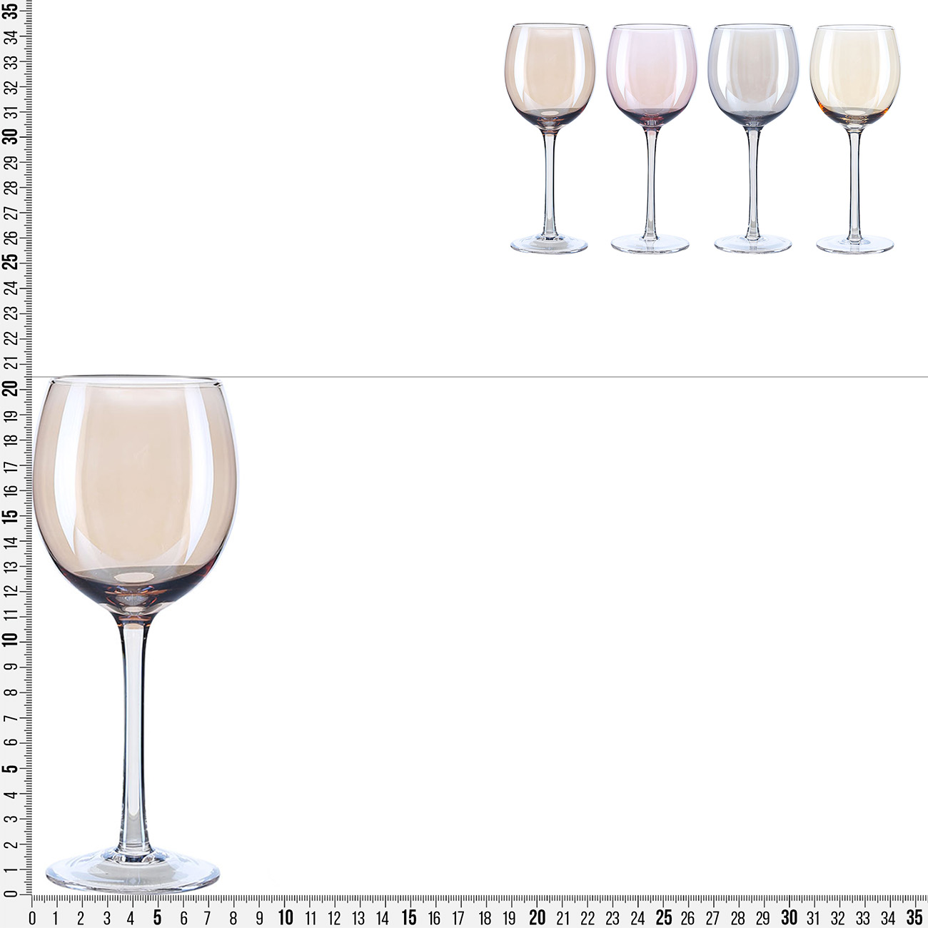 Бокал для вина, 360 мл, 4 шт, стекло, цветной микс, Modena изображение № 3