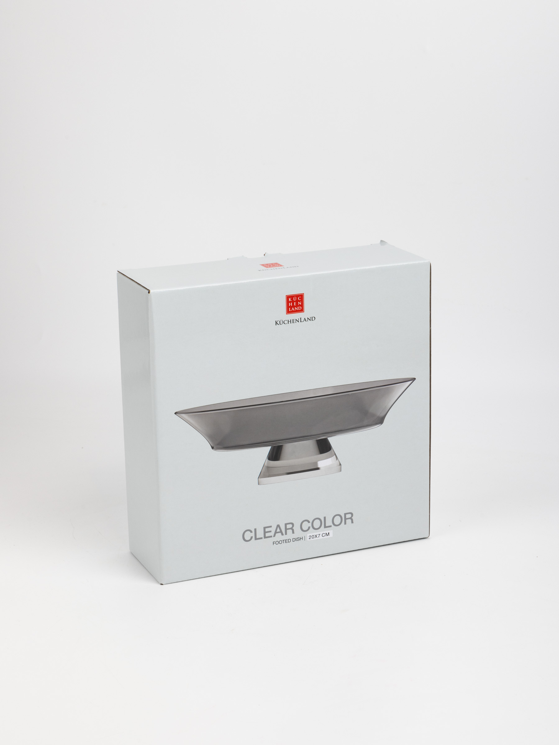 Блюдо на ножке, 20х7 см, стекло, серое, Clear grey, image-6