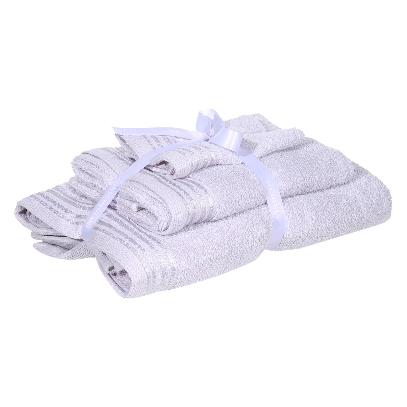 

Комплект полотенец, 70х140/50х100/30х30 см, 3 шт, хлопок, лиловый, Полосы, Stripe