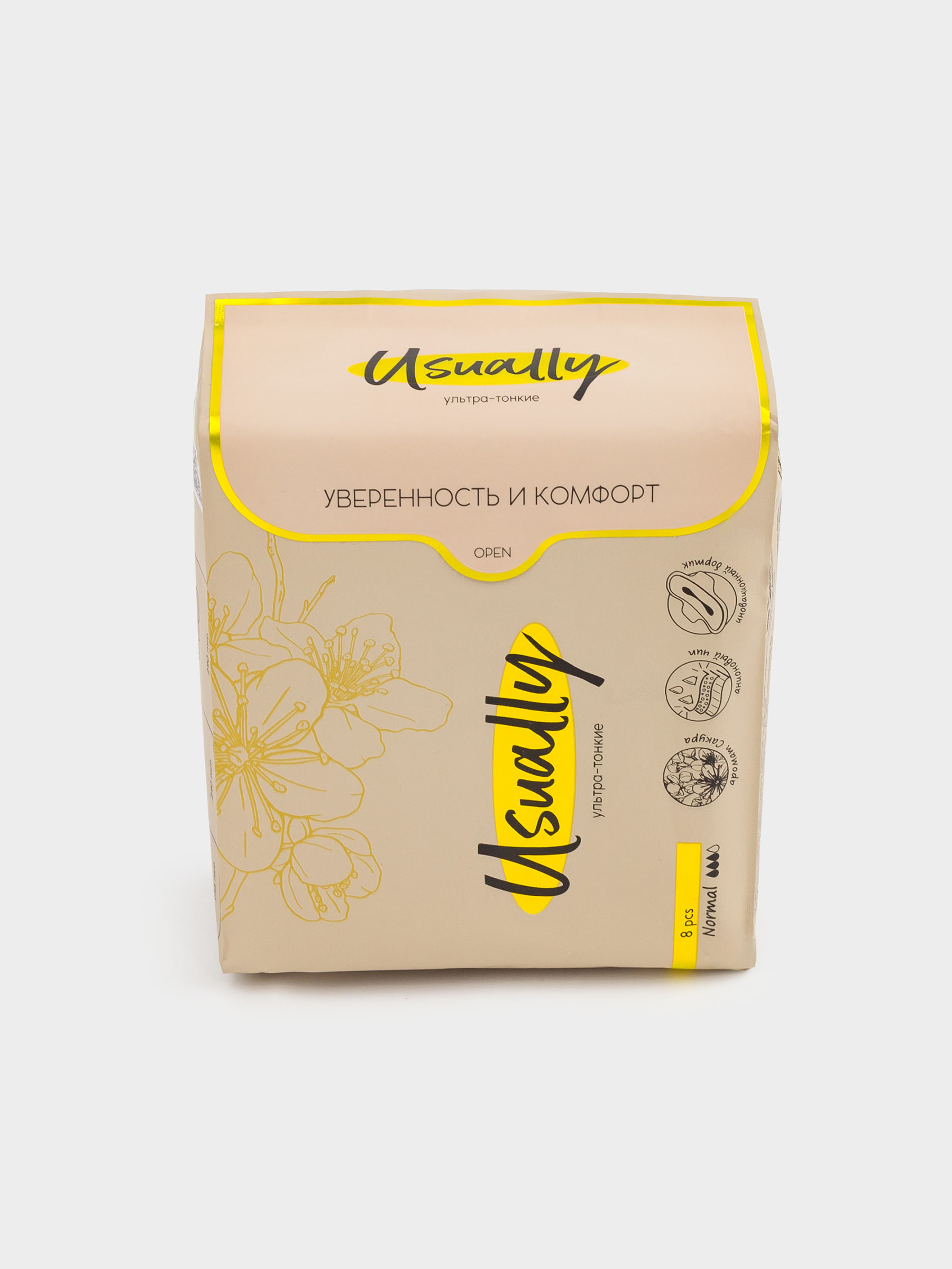 Прокладки гигиенические, 24 см, 8 шт, с крылышками, ароматизированные, Normal, Usually, image-1