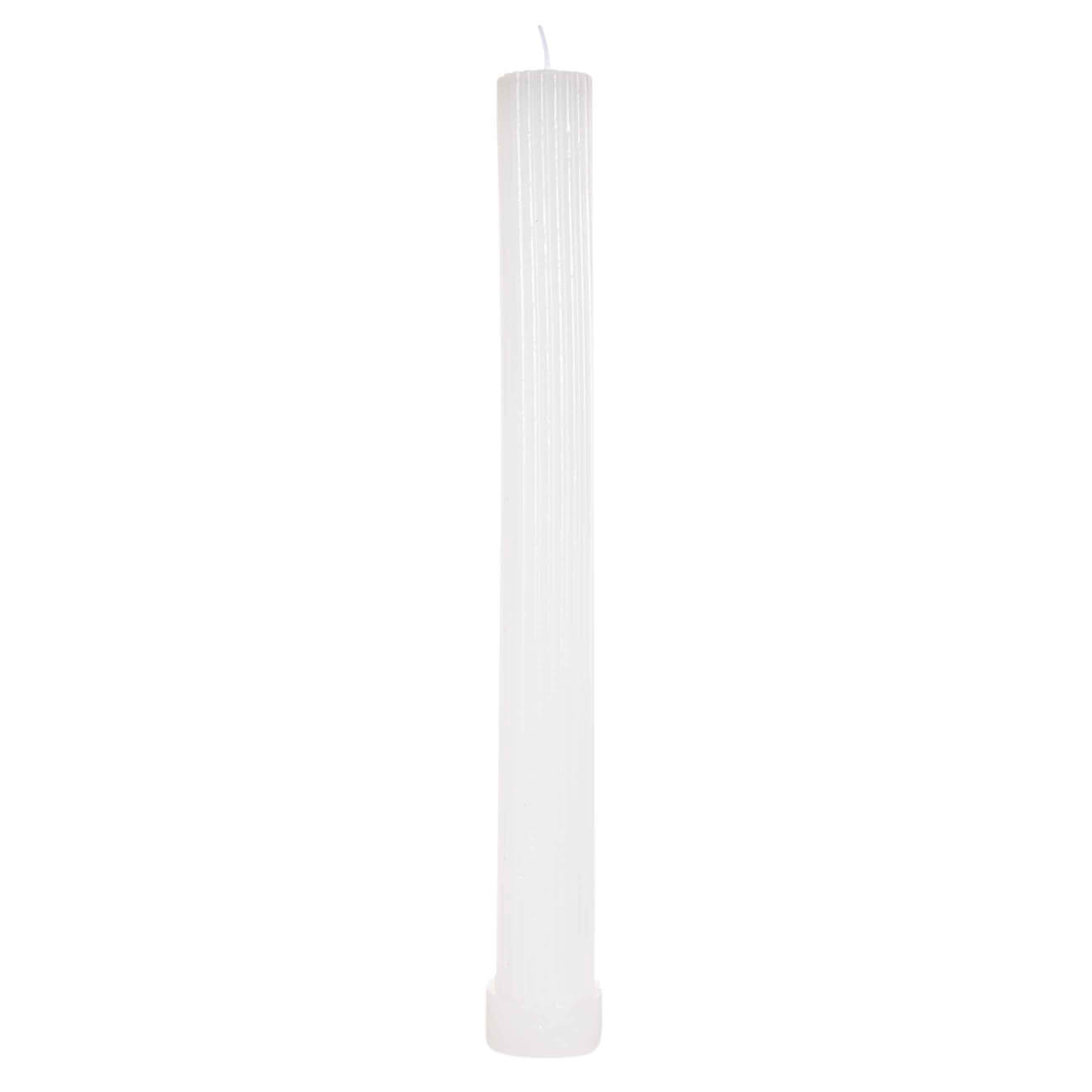

Свеча, 27 см, тонкая, рифленая, белая, Ribbed candle
