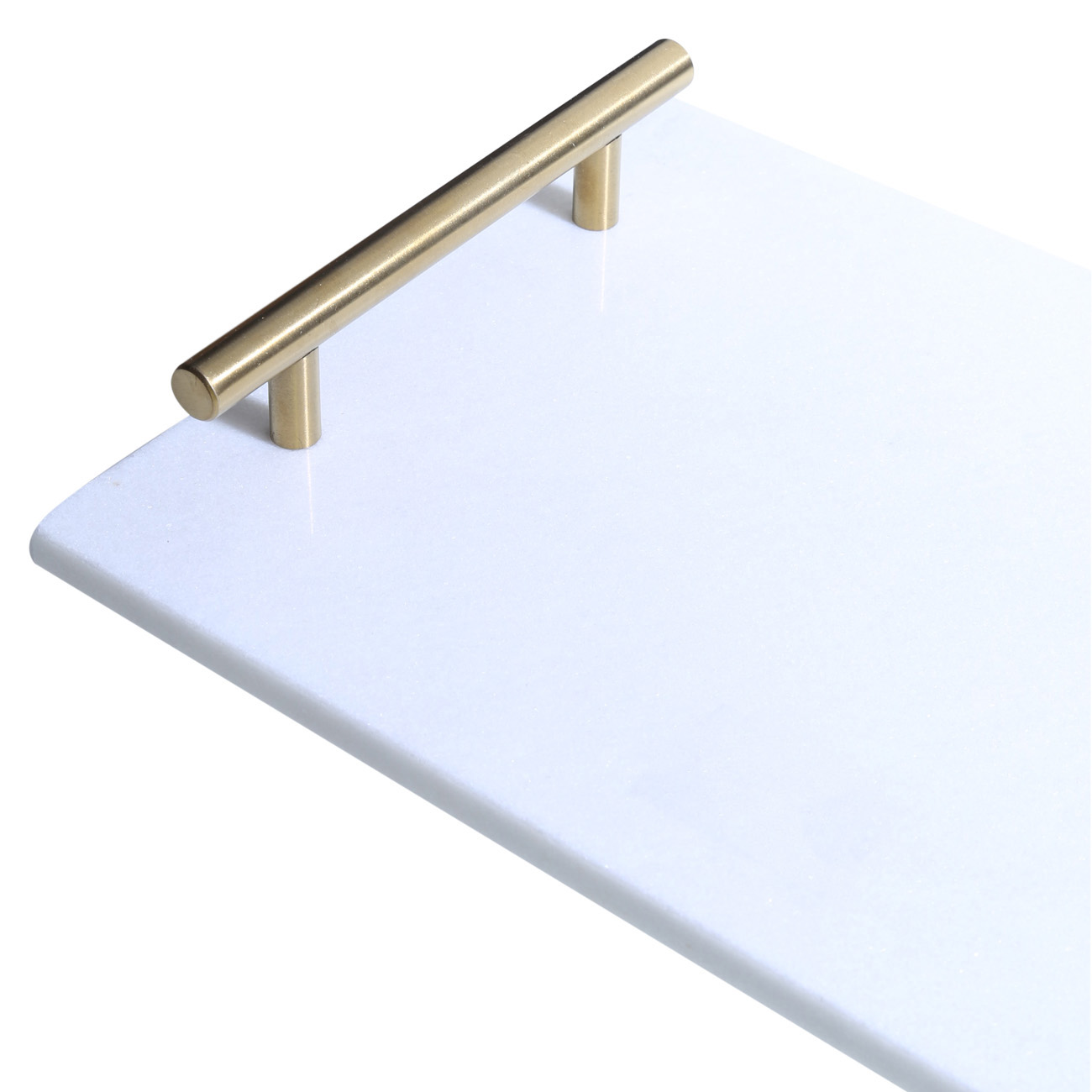 Поднос, 30x20 см, с ручками, мрамор, прямоугольный, белый/золотистый, Marble изображение № 4