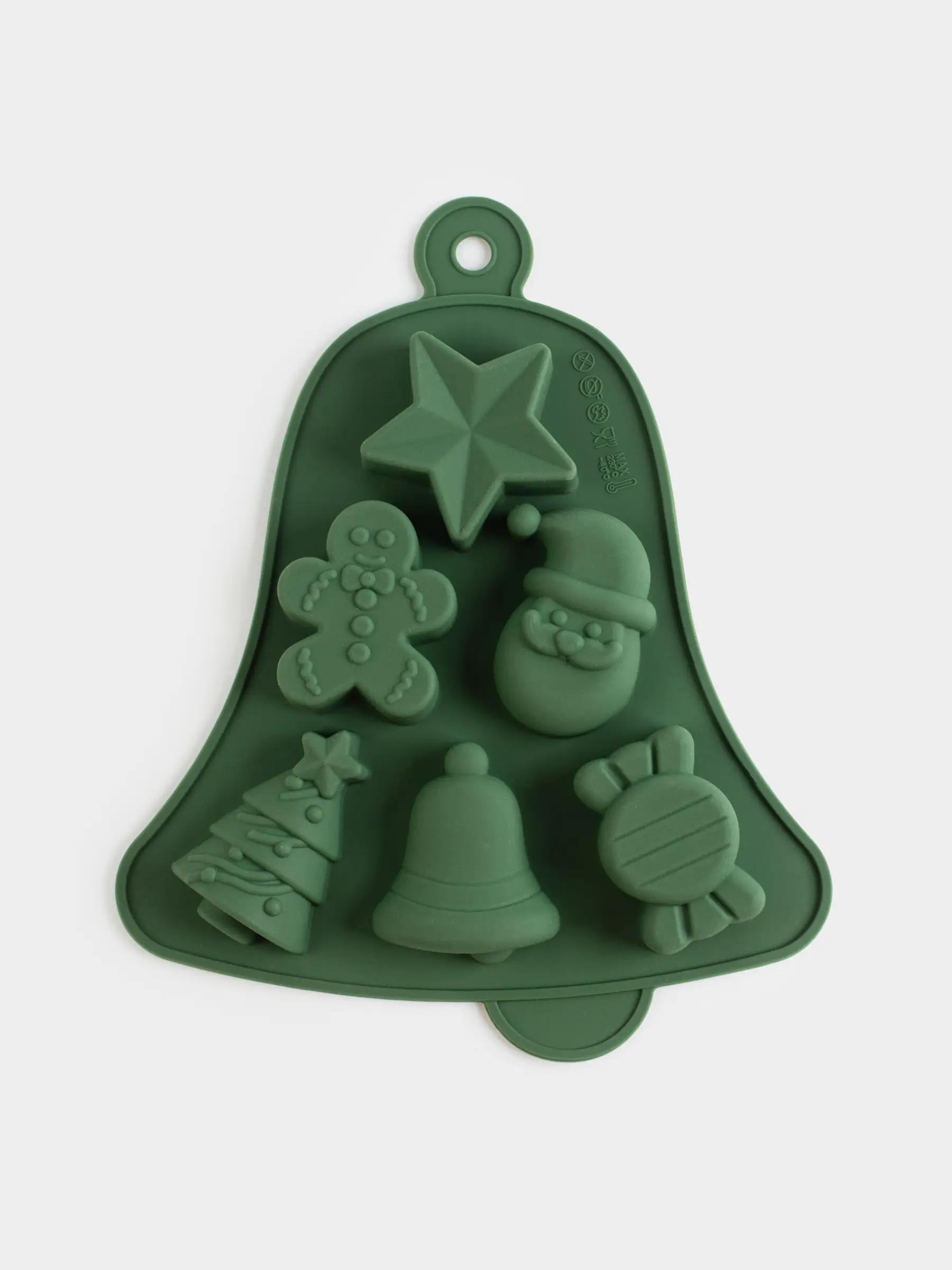 Форма для выпечки кексов, 23х19 см, 6 отд, силикон, зеленая, Колокольчик, Bakery color