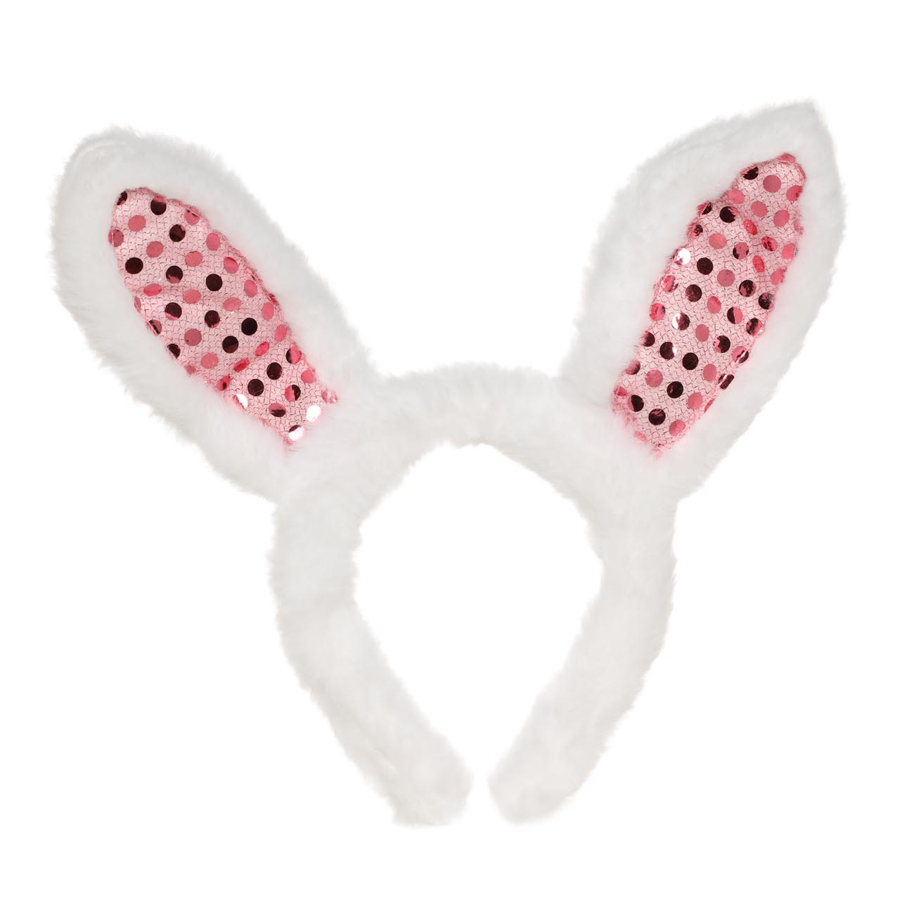 Ободок карнавальный, 12х14 см, полиэстер/пластик, белый, Уши зайца, Rabbit