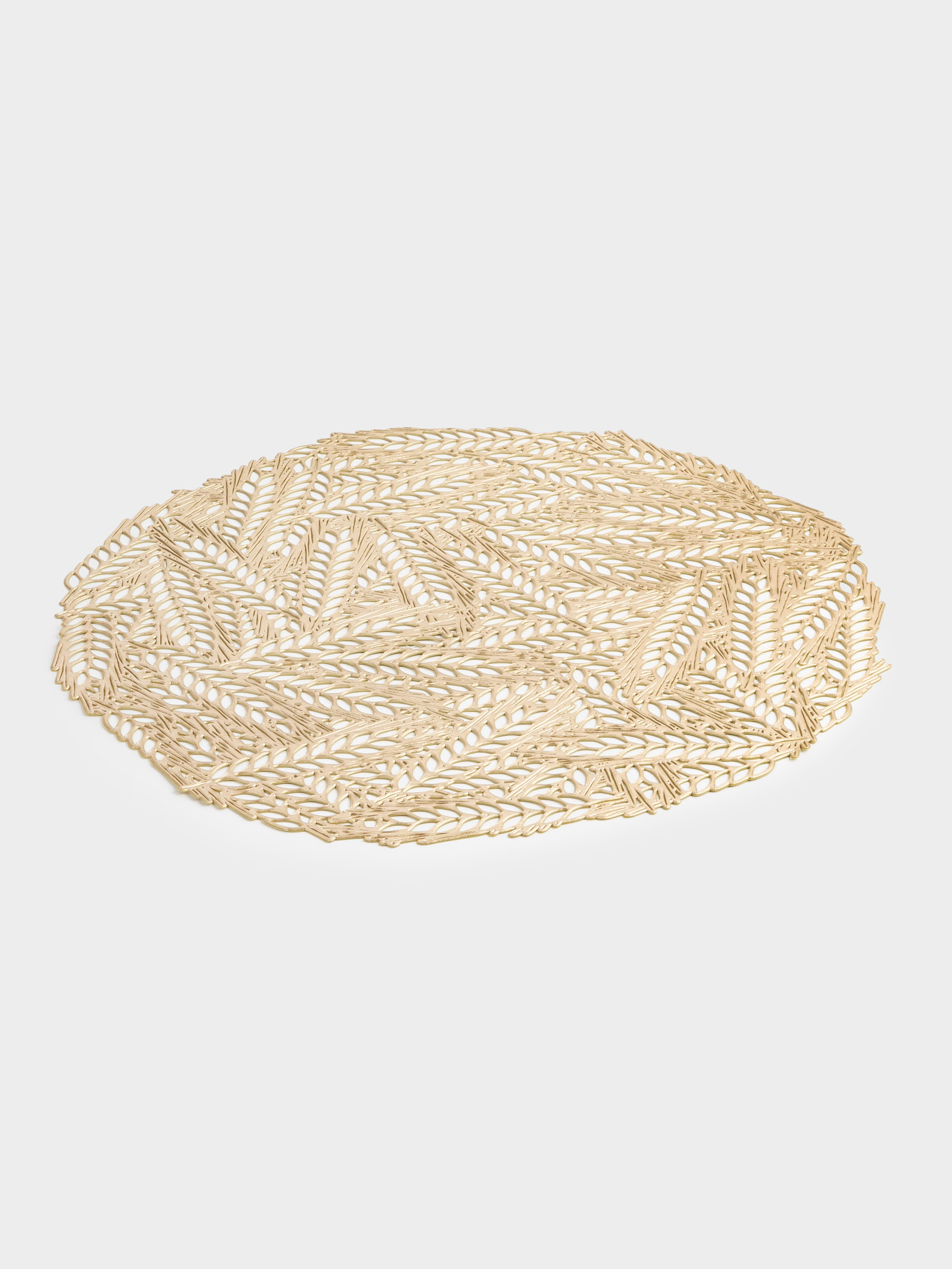 Салфетка под приборы, 38 см, ПВХ, круглая, золотистая, Колосья, Azhur Grid, image-1