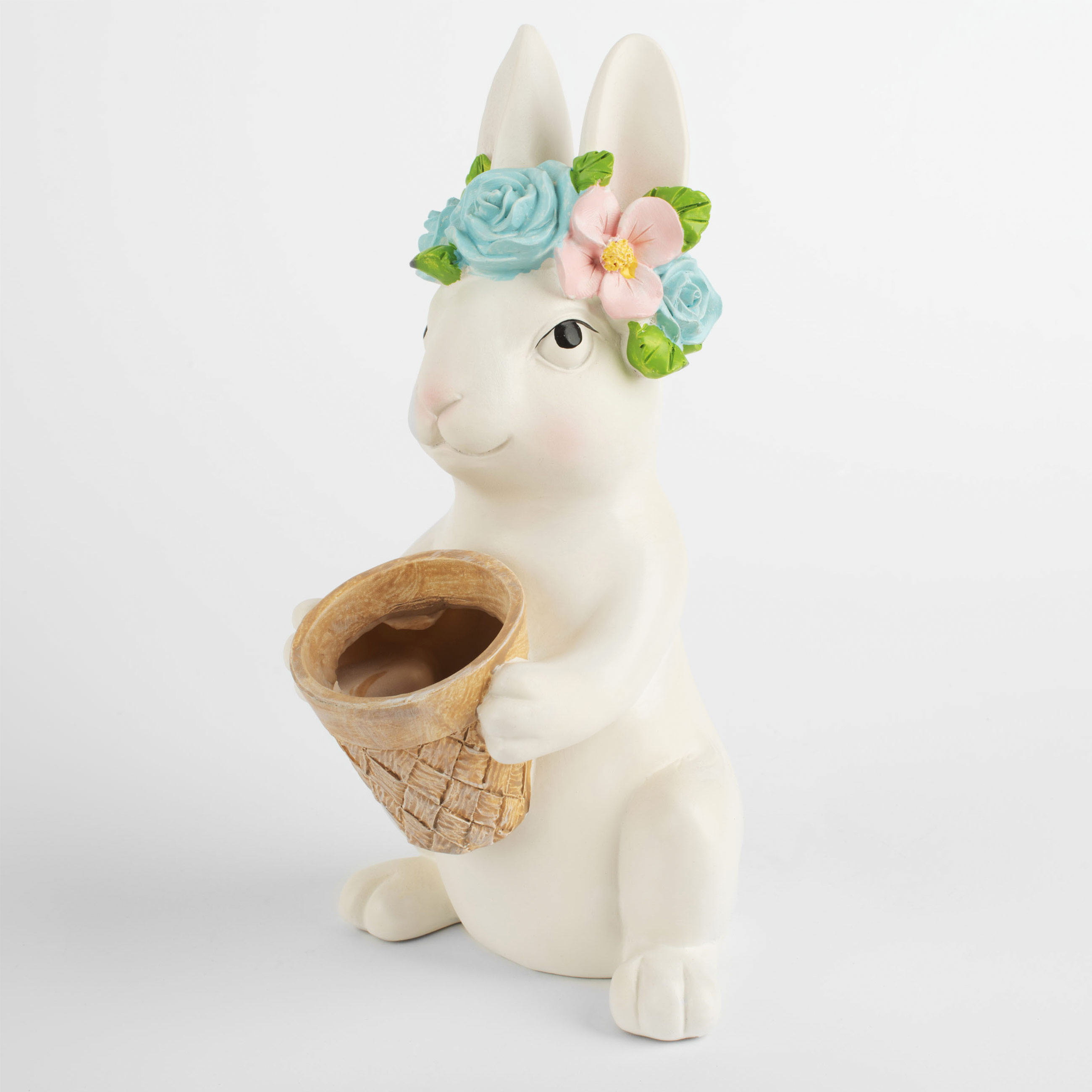 Ваза декоративная, 24 см, полирезин, серая, Кролик в венке с корзинкой, Pure Easter изображение № 2