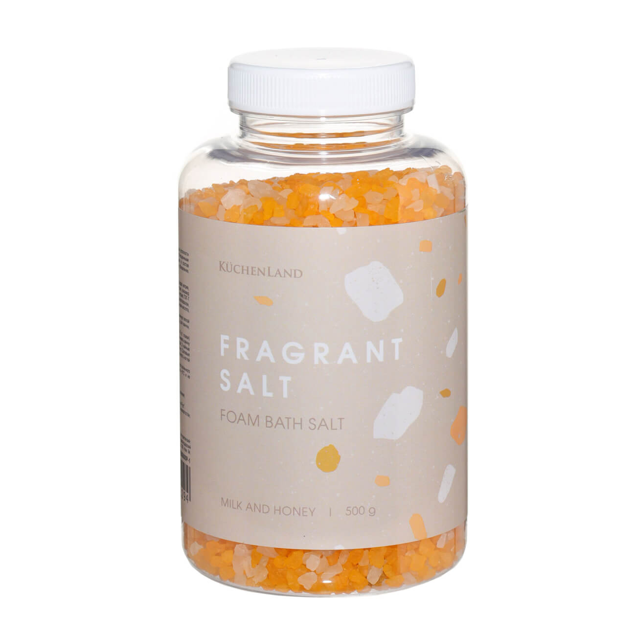 Соль для ванны, 500 гр, с пеной, оранжевая, Молоко и мед, Fragrant salt