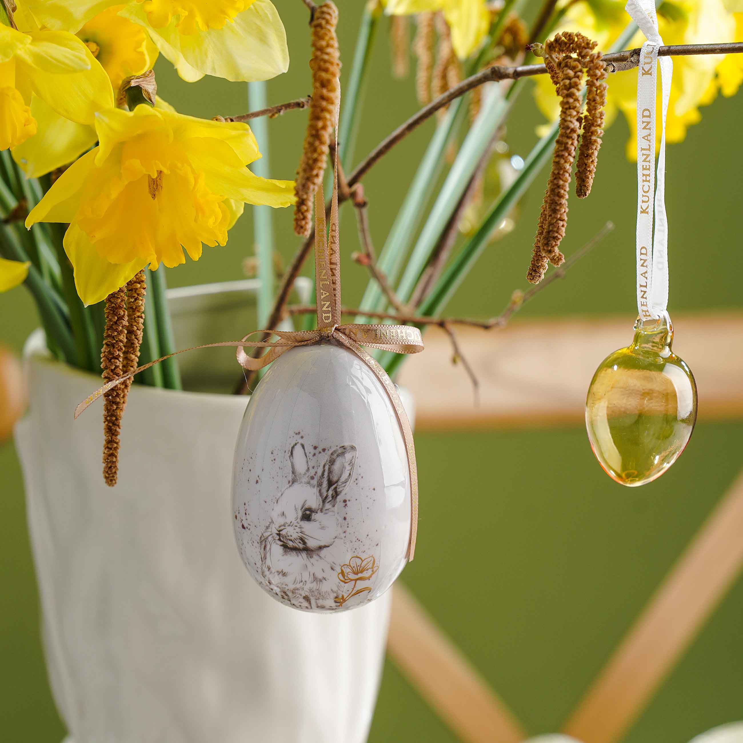 Подвеска, пасхальное яйцо, 8 см, пенопласт, Кролик, Easter