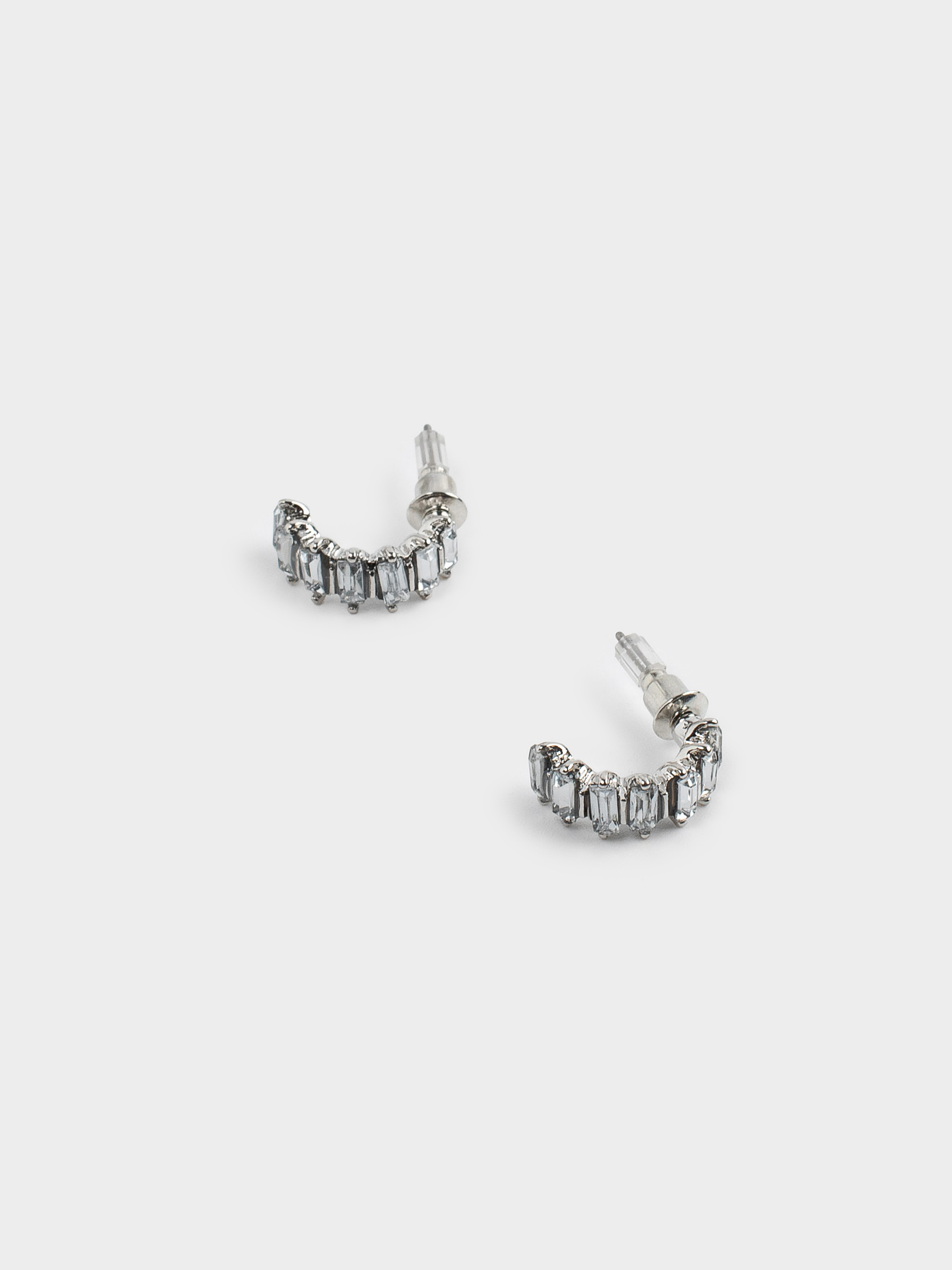 Серьги-пусеты, 1 см, 2 шт, металл/акрил, серебристые, Кристаллы, Jewelry crystal, image-1