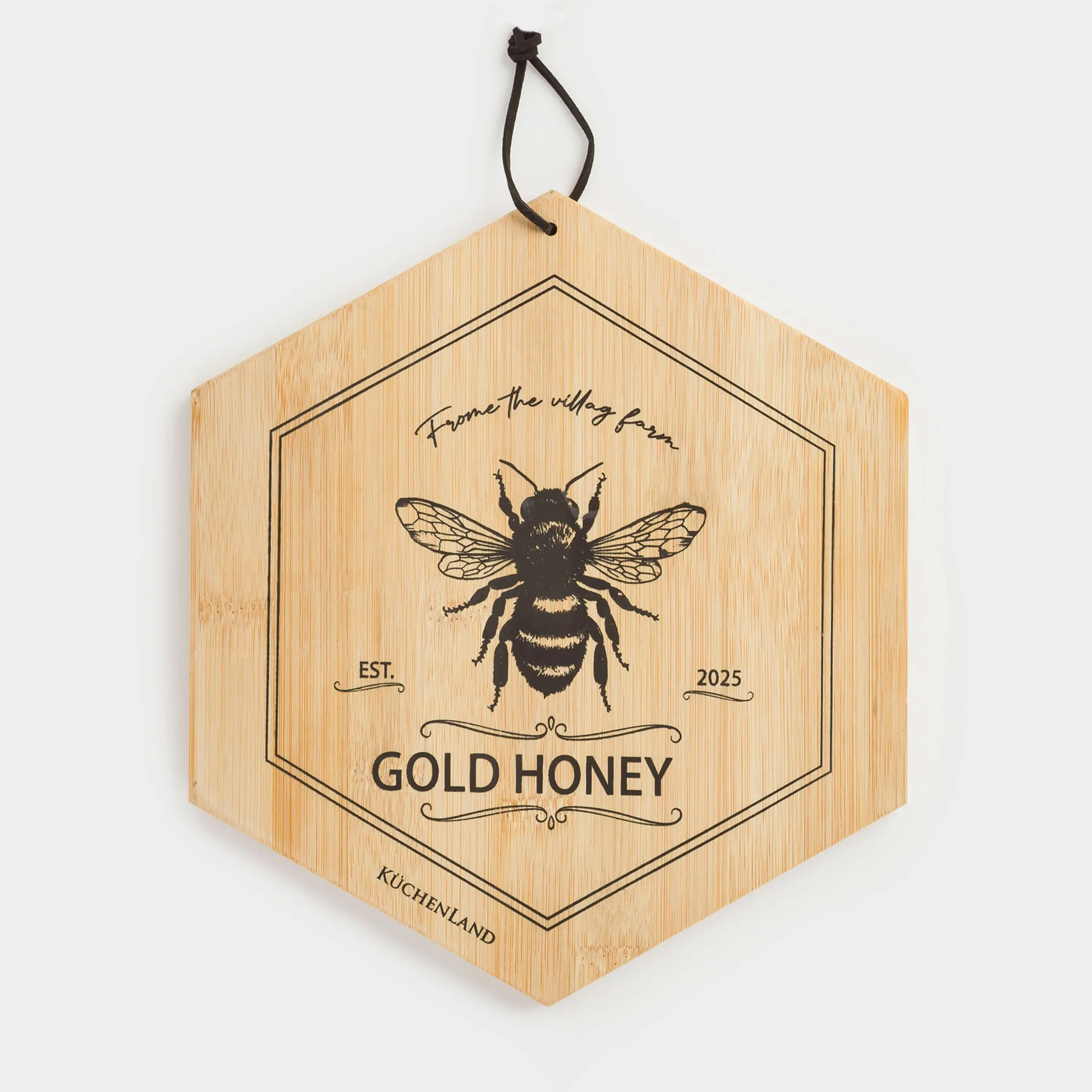 Доска разделочная, 25x22 см, бамбук, шестиугольная, Пчела, Honey