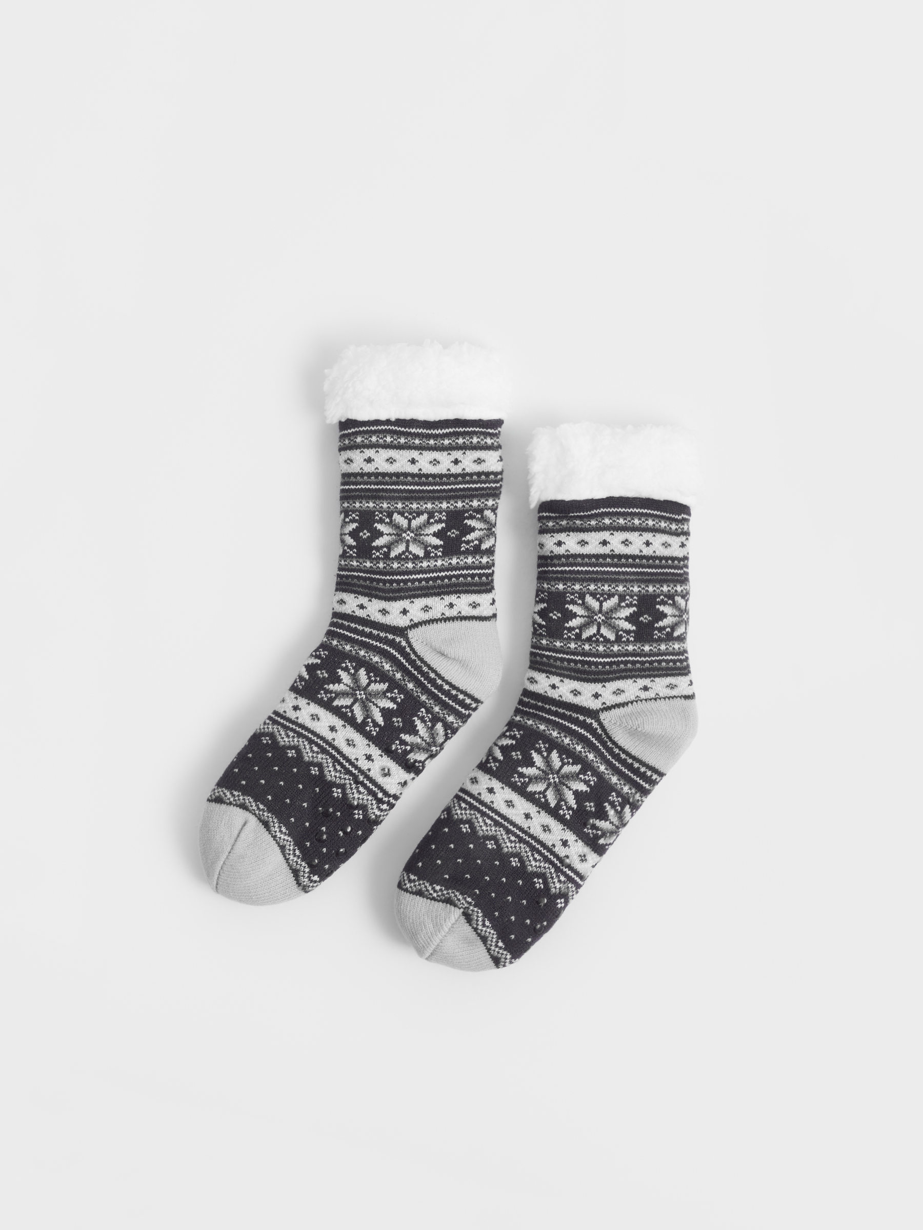 Носки мужские, домашние, р. 39-42, акрил/шерпа, синие, Зимний узор, Hot winter, image-0