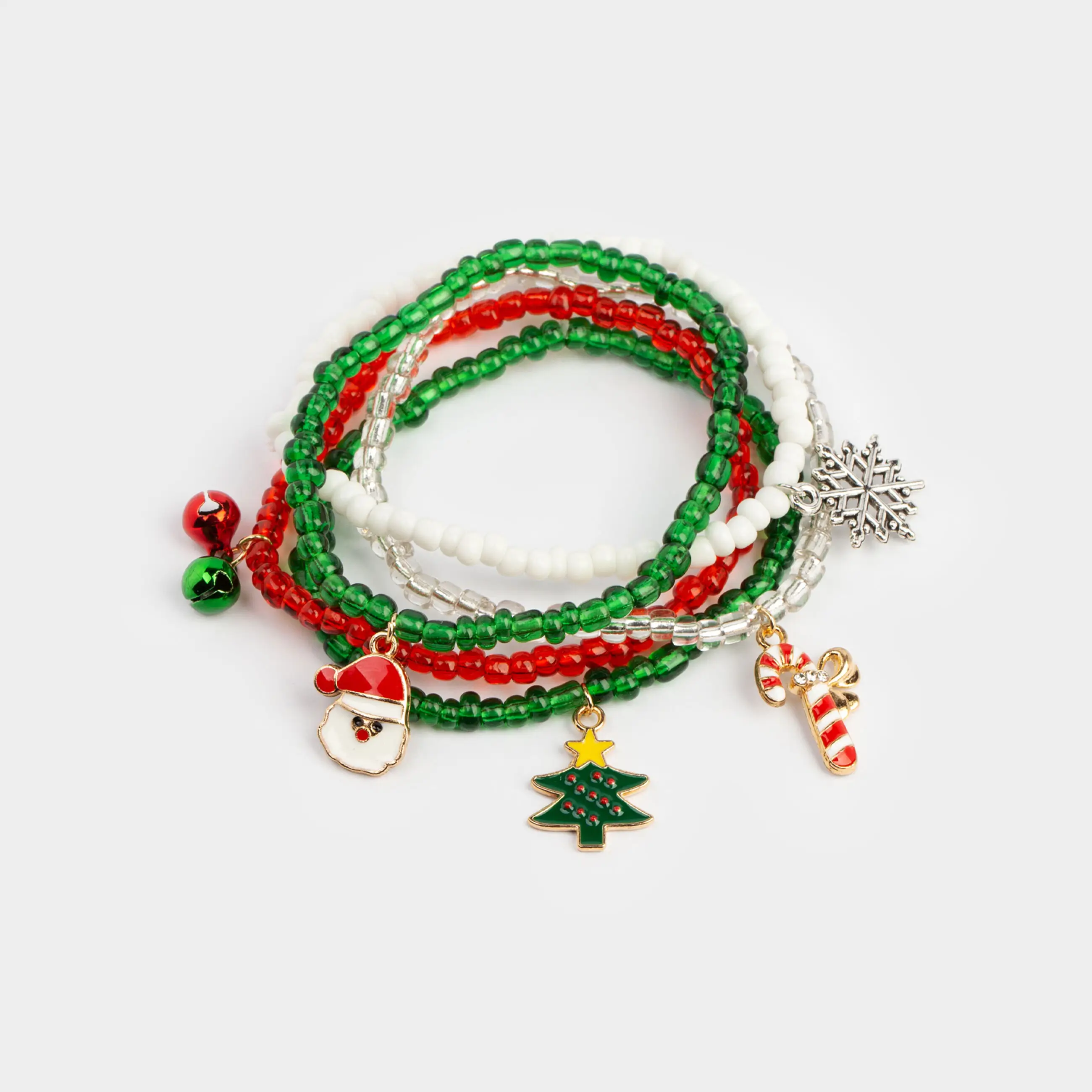 Набор браслетов, 16 см, 5 шт, детский, металл/стекло, цветной, Новый год, Jewelry christmas