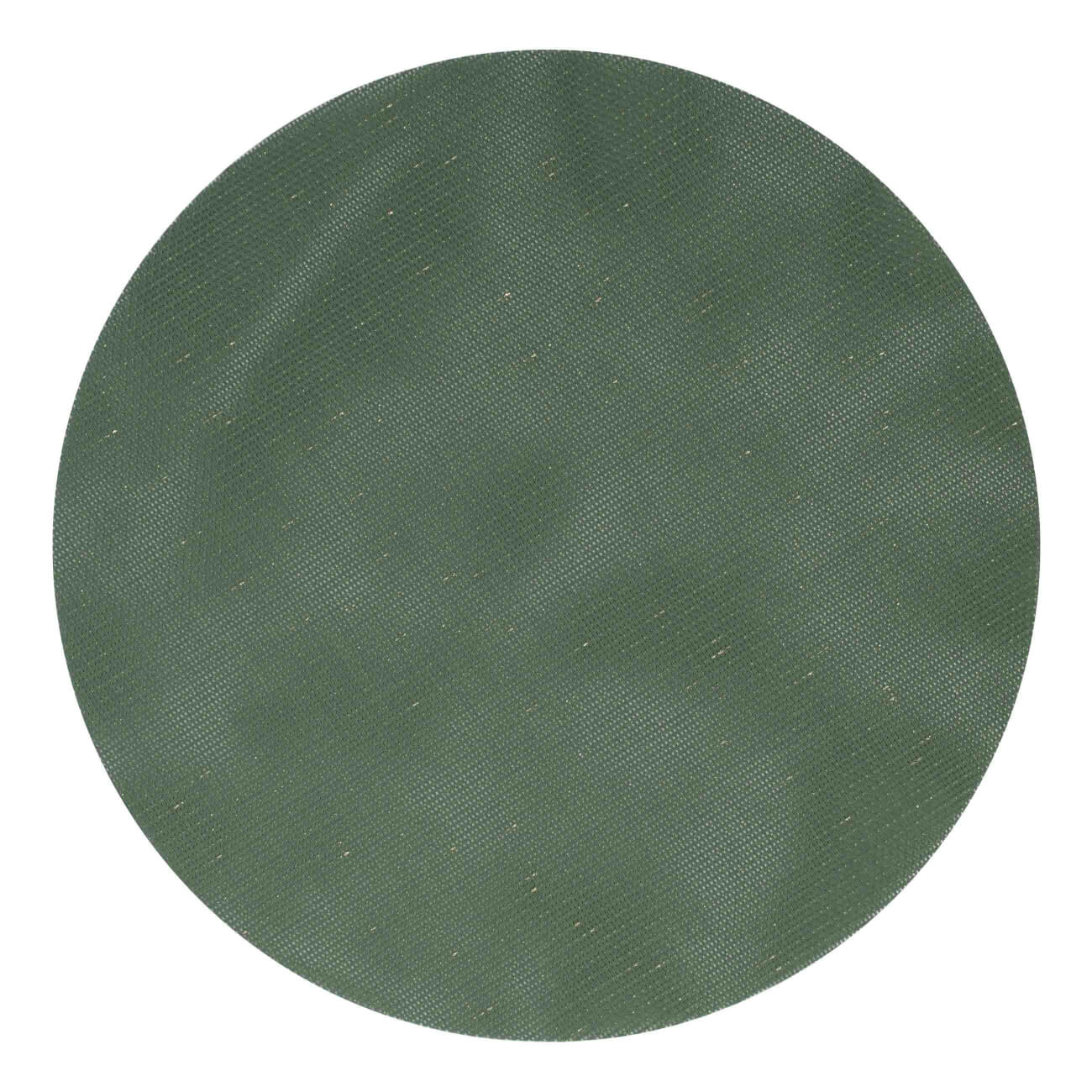 Салфетка под приборы, 38 см, ПВХ/полиэстер, круглая, зеленая, Solid