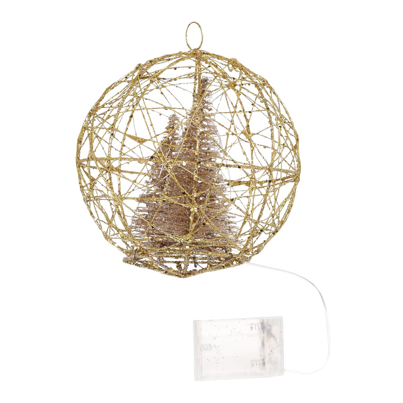 

Украшение декоративное, 20 см, подвесное, с подсветкой, металл, Ели в шаре, Christmas style